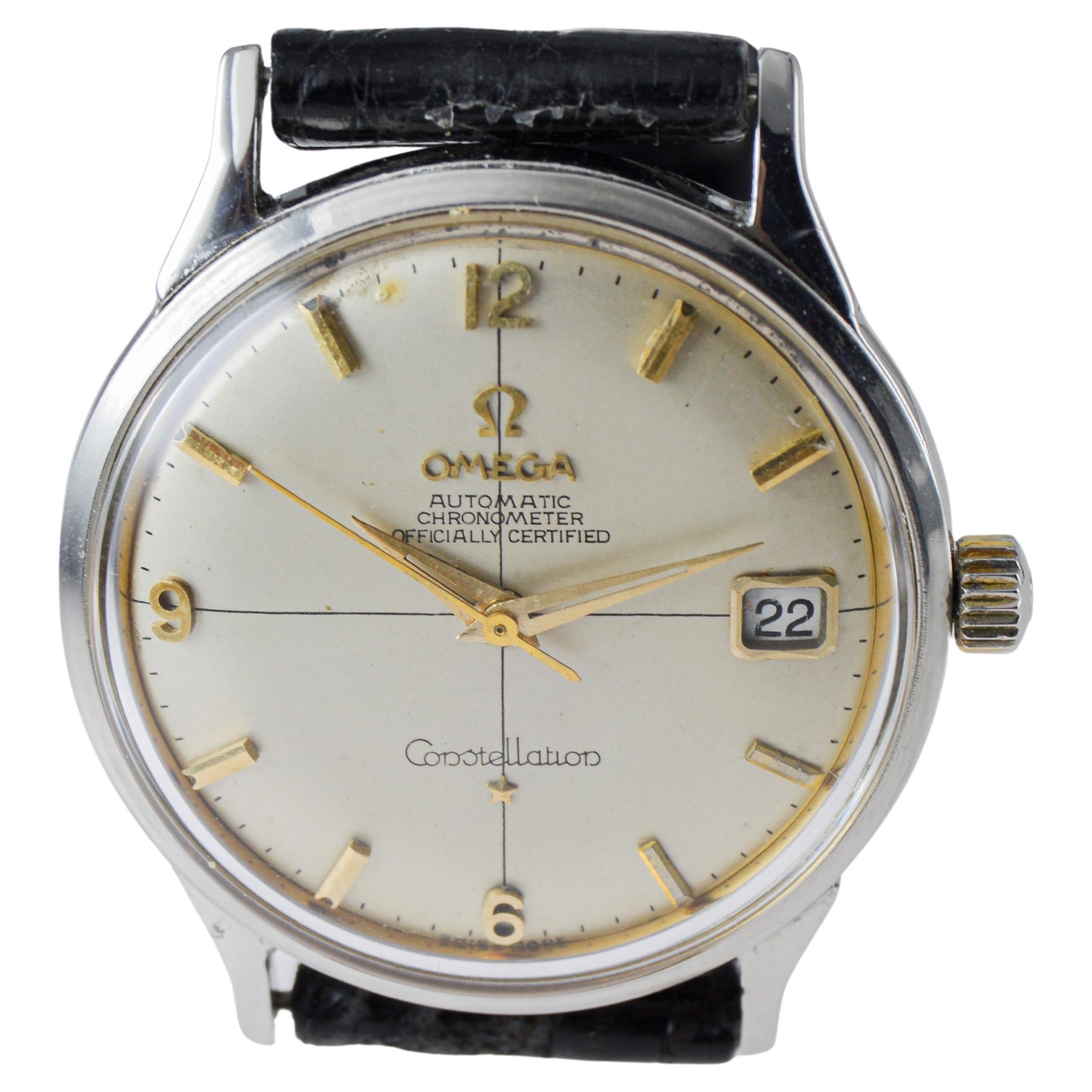 Orologio Omega Constellation Automatic in acciaio inossidabile degli anni '50 circa in vendita 3