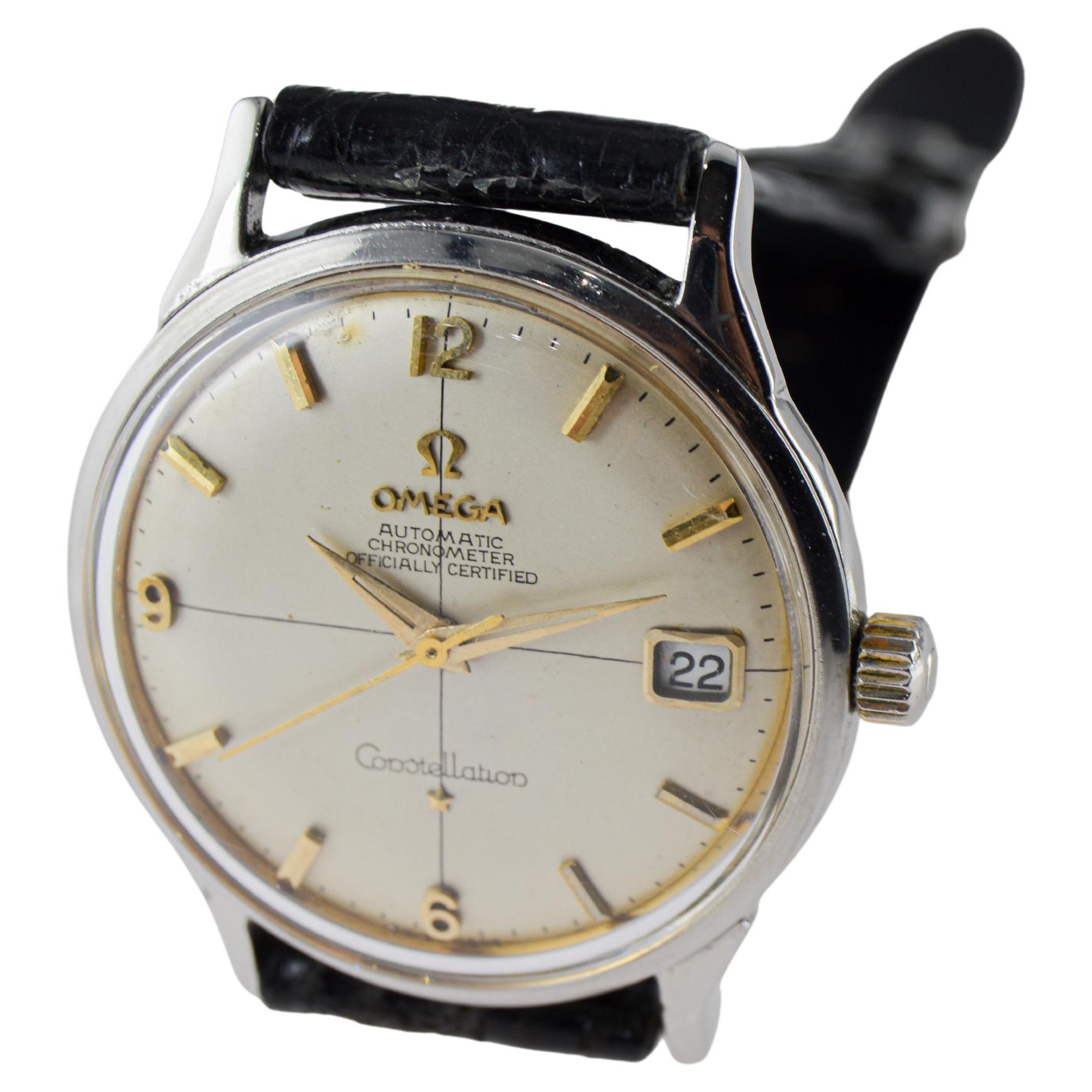 Orologio Omega Constellation Automatic in acciaio inossidabile degli anni '50 circa in vendita 4