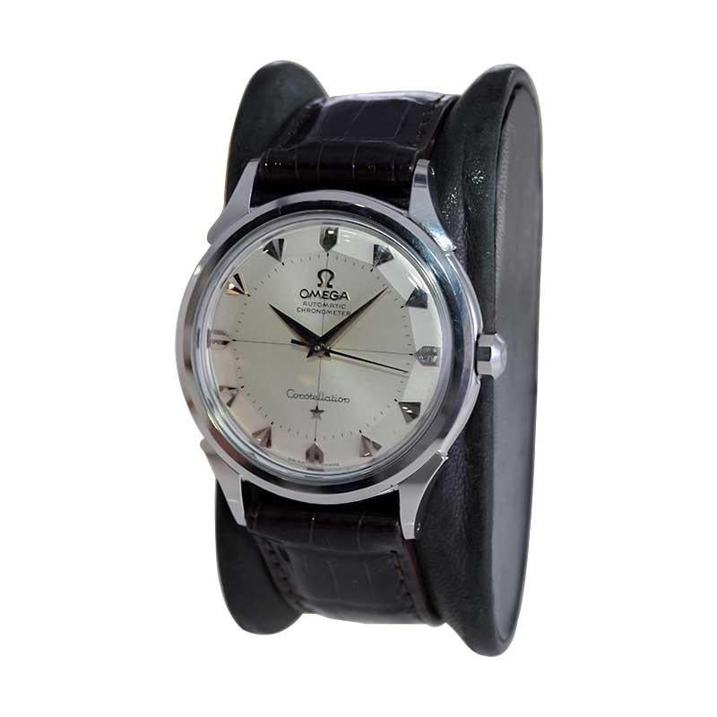 Women's or Men's Omega Stainless Steel Constellation with Original Dial circa 50 / 60's For Sale