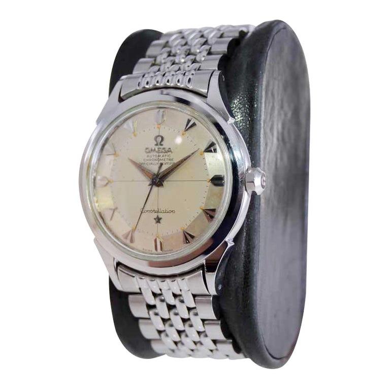 Women's or Men's Omega Stainless Steel Constellation with Original Dial circa 50 / 60's For Sale