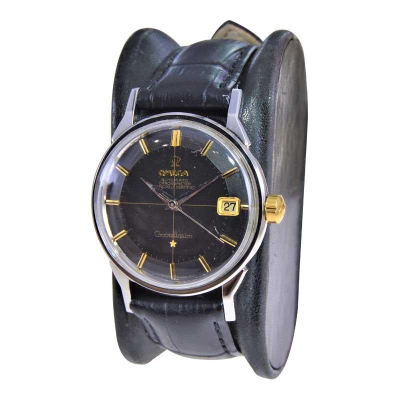 omega constellation black dial vintage