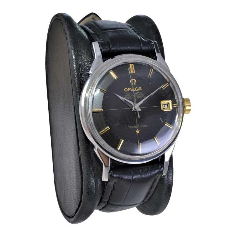 omega constellation pie pan black dial