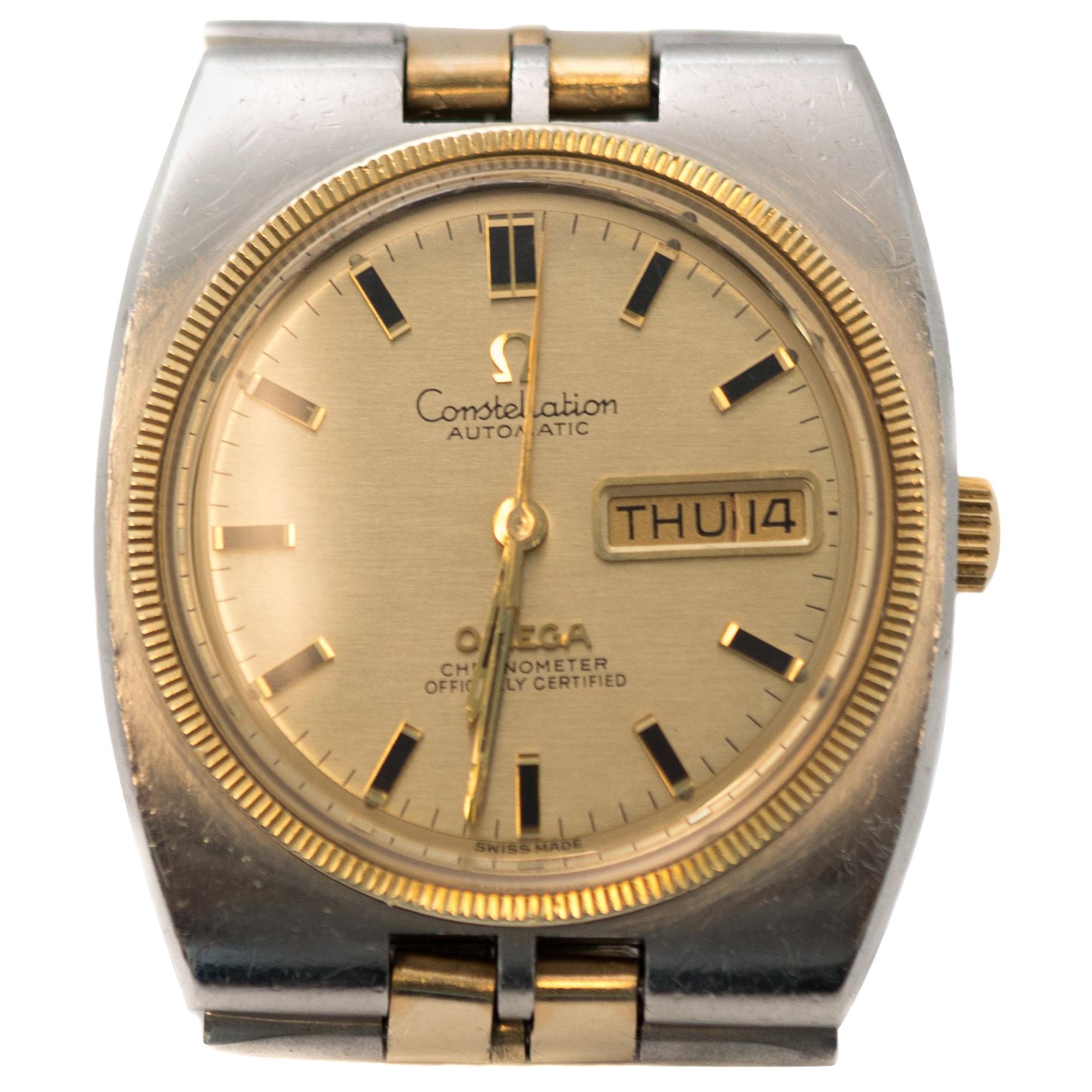 Omega Stainless Steel Gold Fill Constellation Automatic Wristwatch, 1950s 