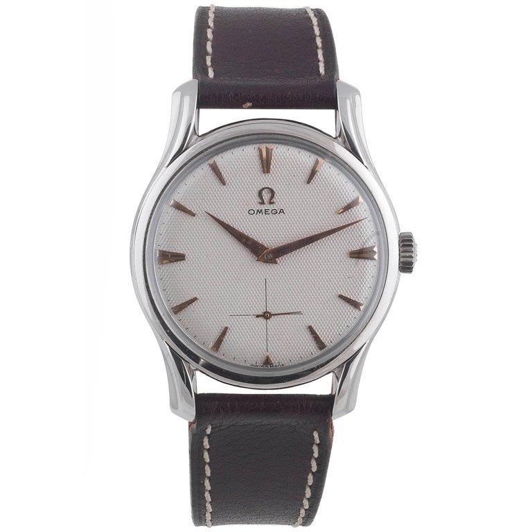 Montre-bracelet Omega en acier inoxydable avec cadran en nid d'abeille à remontage manuel Unisexe en vente