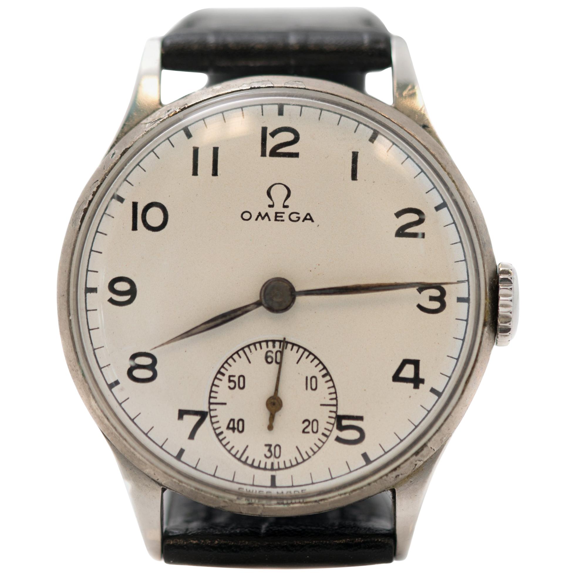 Omega  Stainless Steel Manual Wind Wristwatch, 1930s  