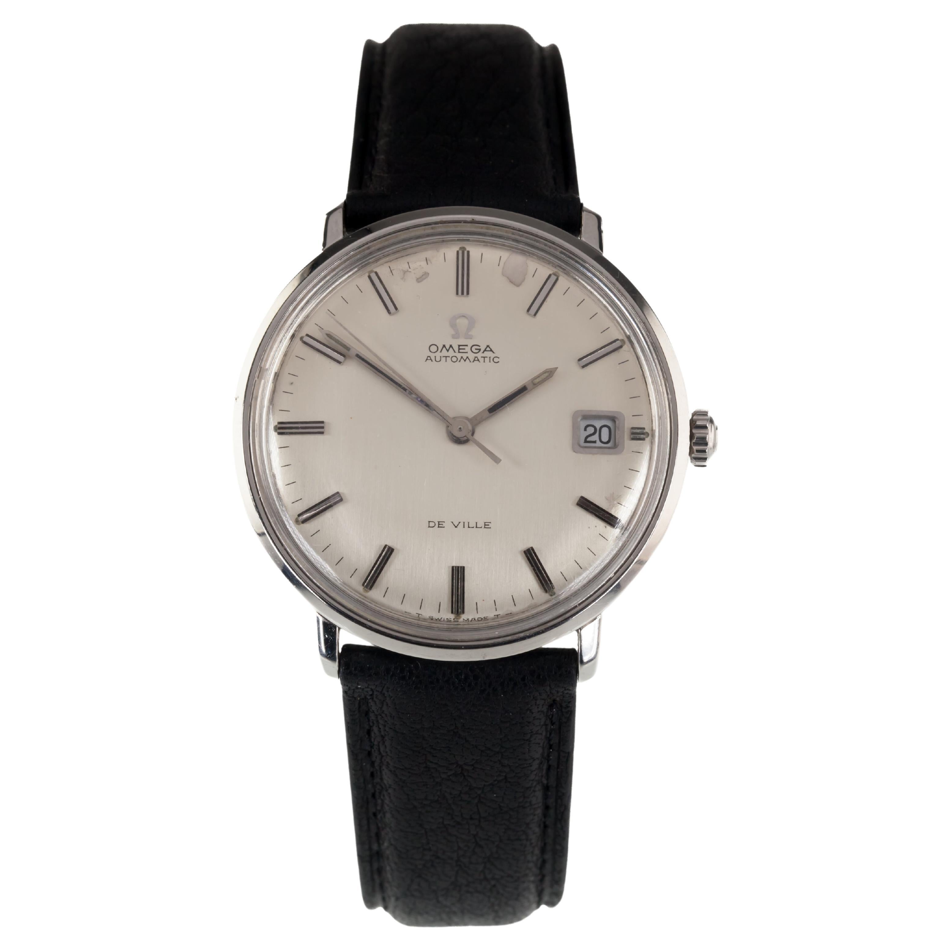 Omega Montre DeVille automatique en acier inoxydable pour hommes avec date 166.033 en vente