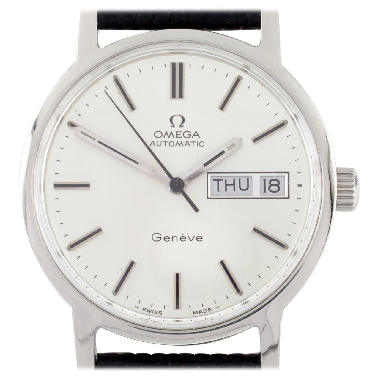 Omega Stainless Steel Men's Automatic Genève Watch with Day and Date #1022