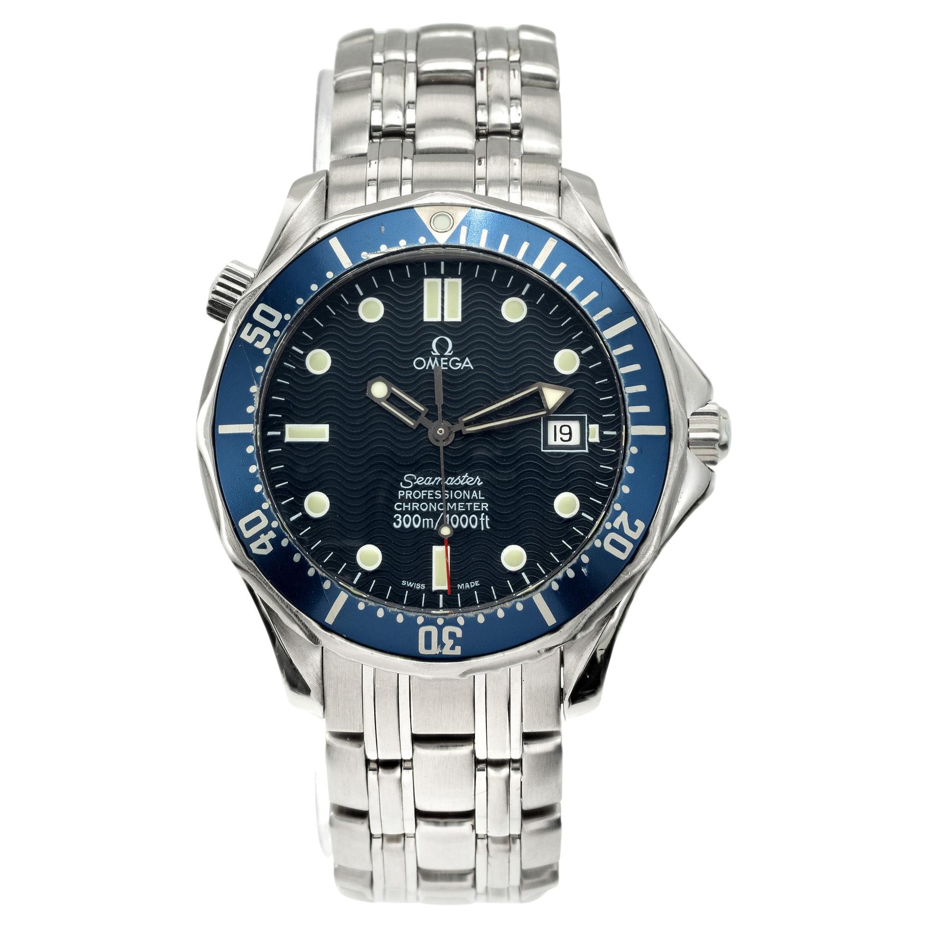 Omega Stainless Steel Professional Automatic Seamaster Wristwatch For Sale