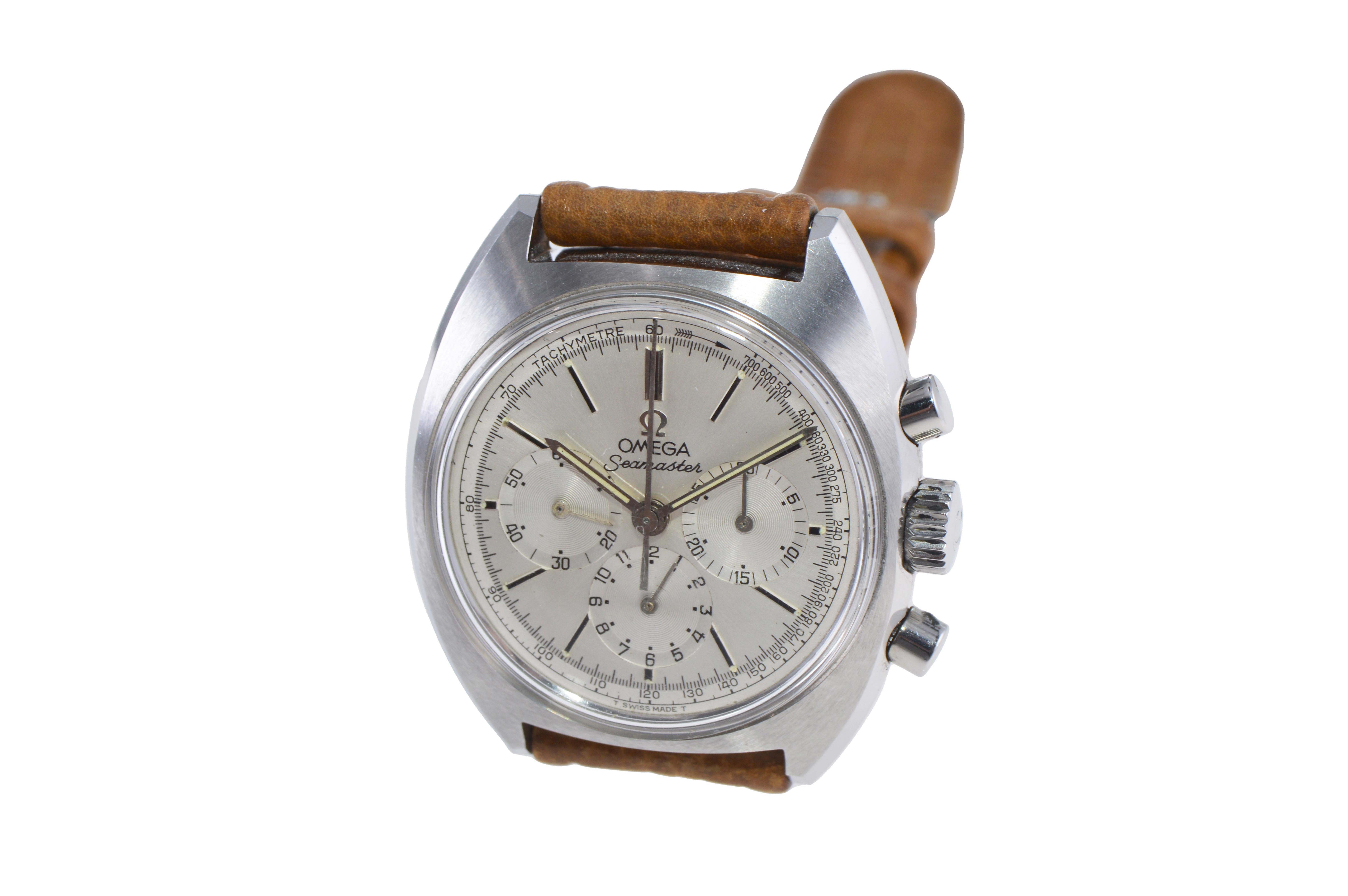 Men's Omega Stainless Steel Seamaster Chronograph Cal 321 Manual Watch, 1960's For Sale