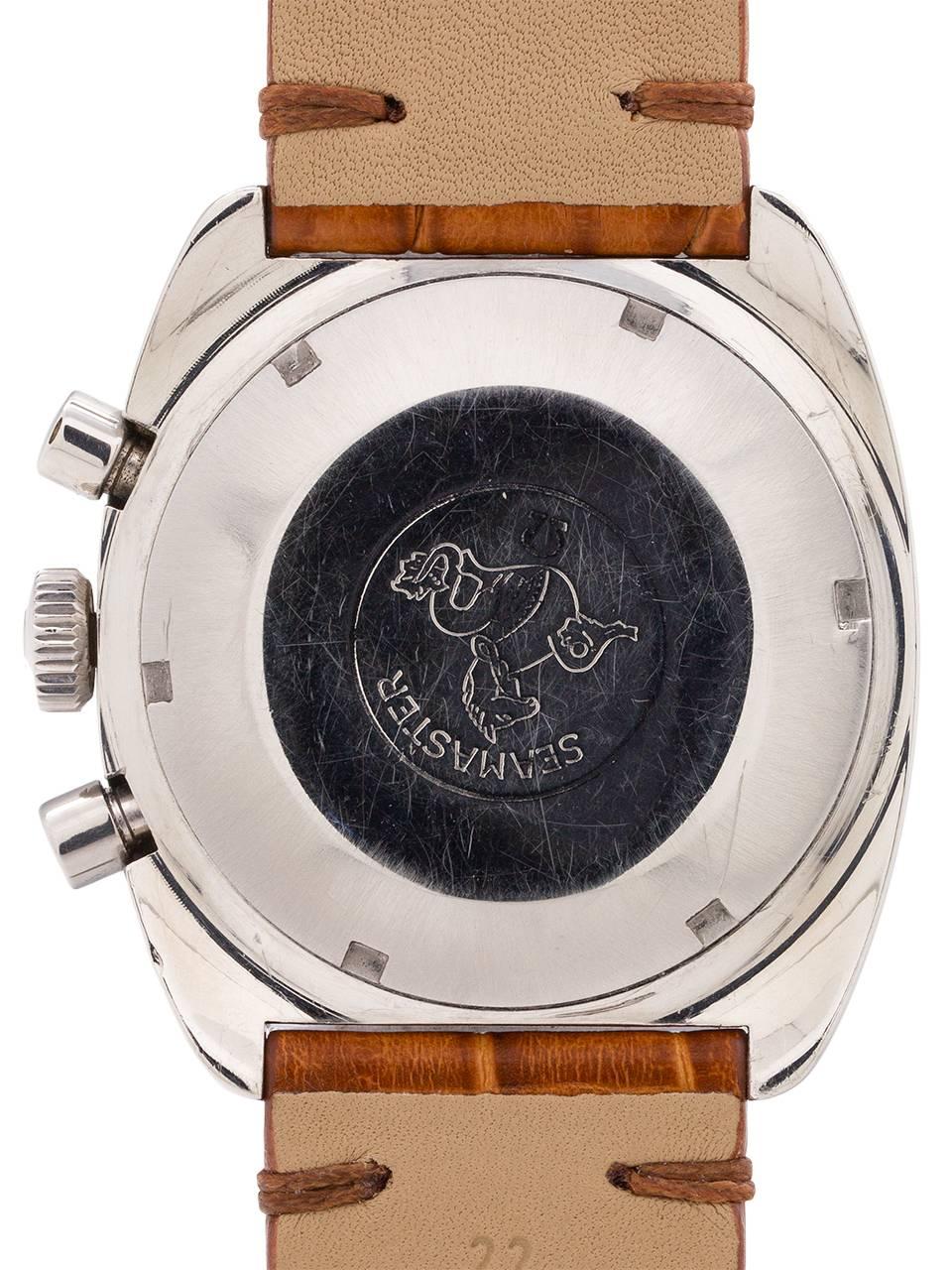 Men's Omega Stainless Steel Seamaster Chronograph manual wind Wristwatch, circa 1970