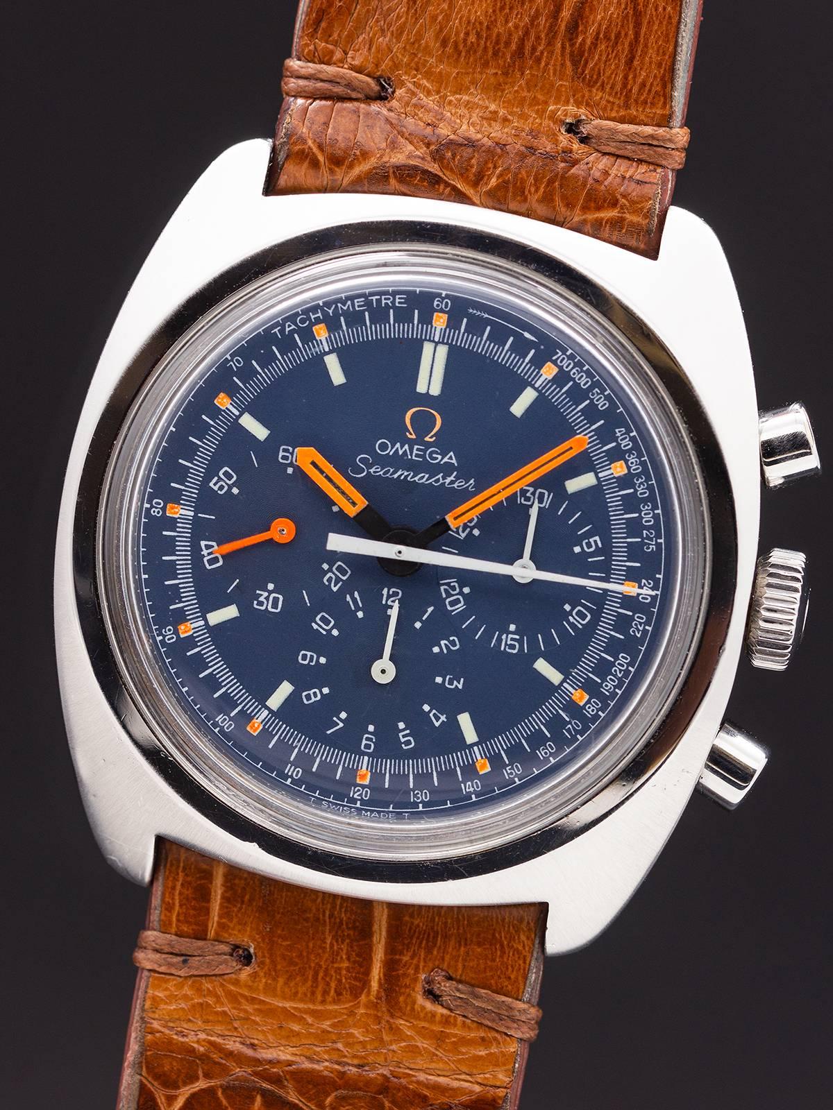 Omega Stainless Steel Seamaster Chronograph manual wind Wristwatch, circa 1970 1
