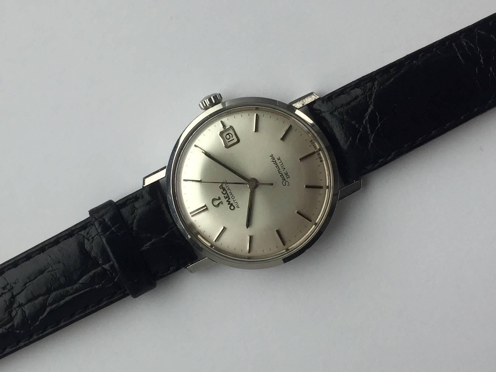 Omega Stainless Steel Seamaster De Ville Automatic Wristwatch In Excellent Condition In New York, NY