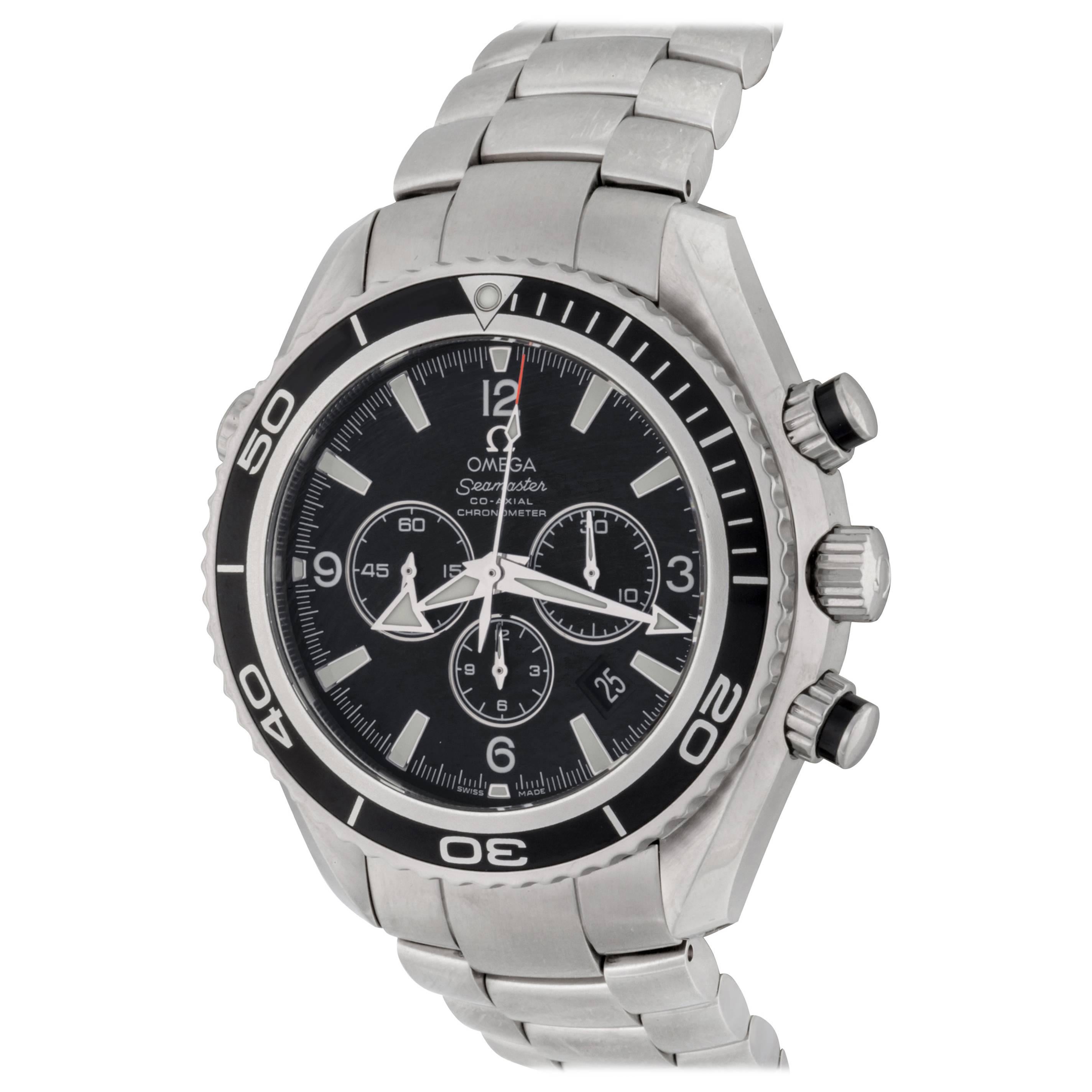 Omega Stainless Steel Seamaster Planet Ocean Chronograph Automatic Wristwatch For Sale