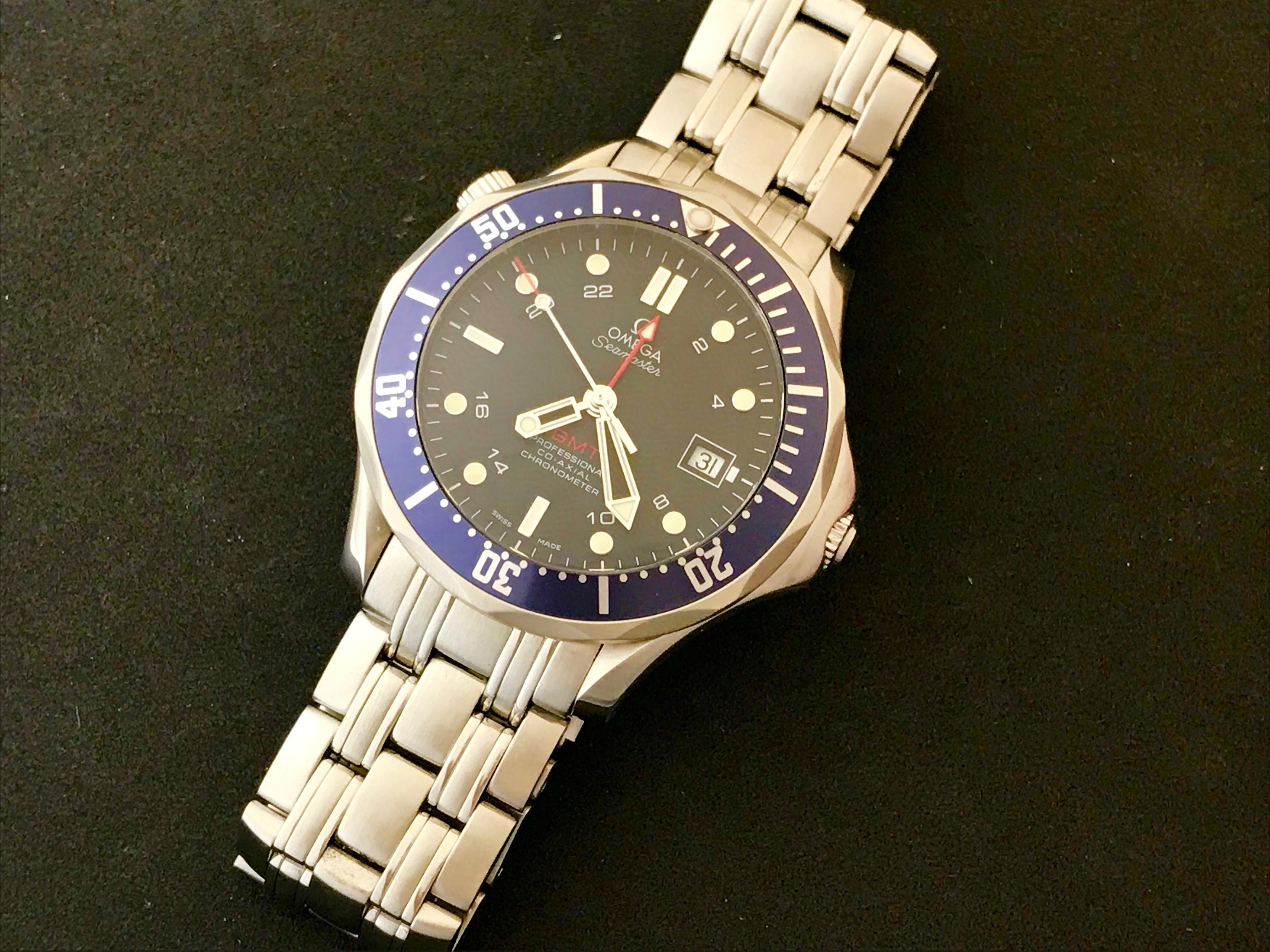 Modern Omega Stainless Steel Seamaster Professional GMT Automatic Wristwatch