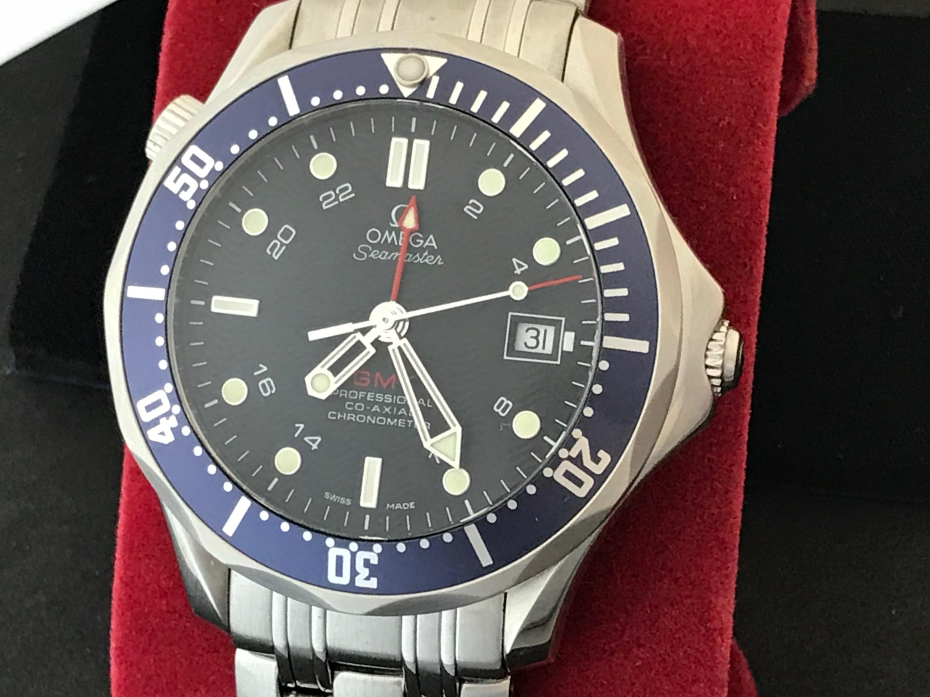 Omega Stainless Steel Seamaster Professional GMT Automatic Wristwatch In New Condition In Dallas, TX