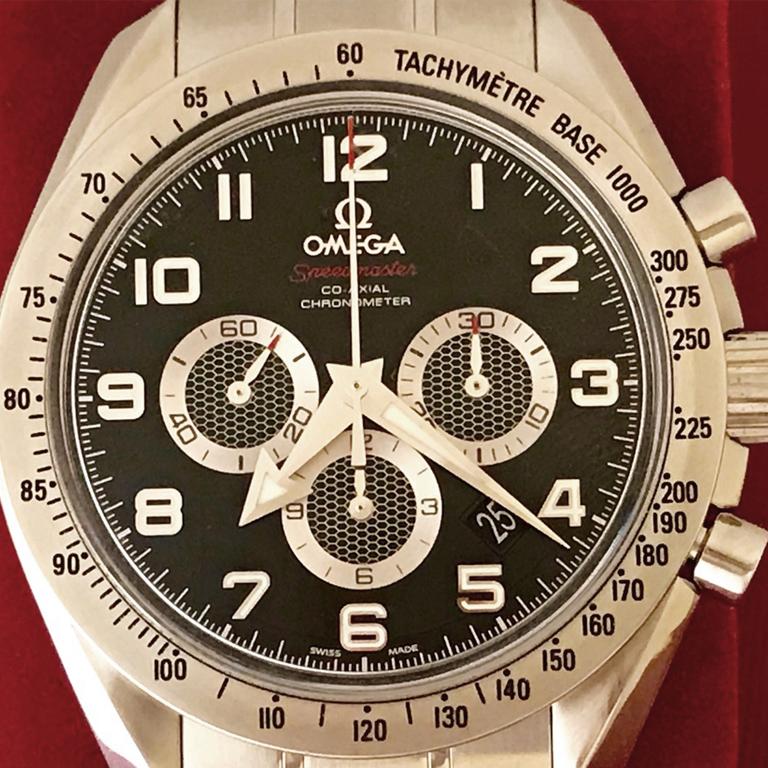 Omega Stainless Steel Speedmaster Broad Arrow Automatic Wristwatch In Excellent Condition In Dallas, TX