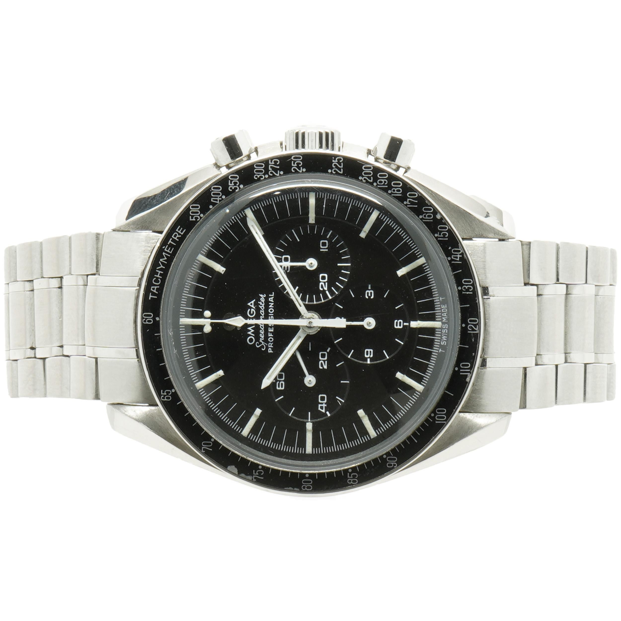 Brand: Omega
Movement: manual wind
Function: hours, minutes, seconds, chronograph, 30 minute repeater subdial, 12 hour subdial
Case: 42mm case, sapphire crystal, screw down crown, aluminum tachymeter bezel insert
Band: stainless steel bracelet,