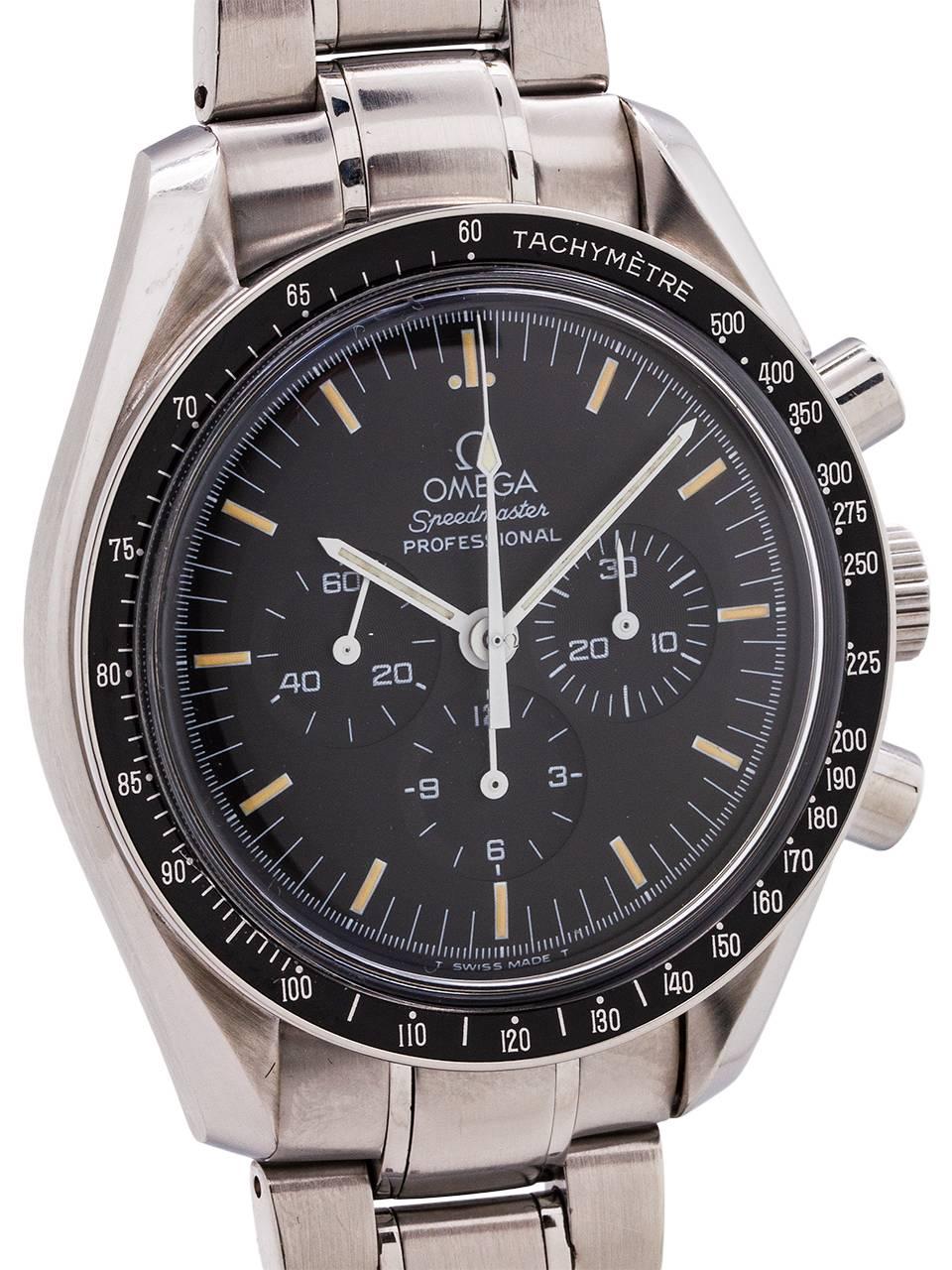 Omega stainless steel Speedmaster Professional manual wristwatch, c 1997 In Excellent Condition In West Hollywood, CA