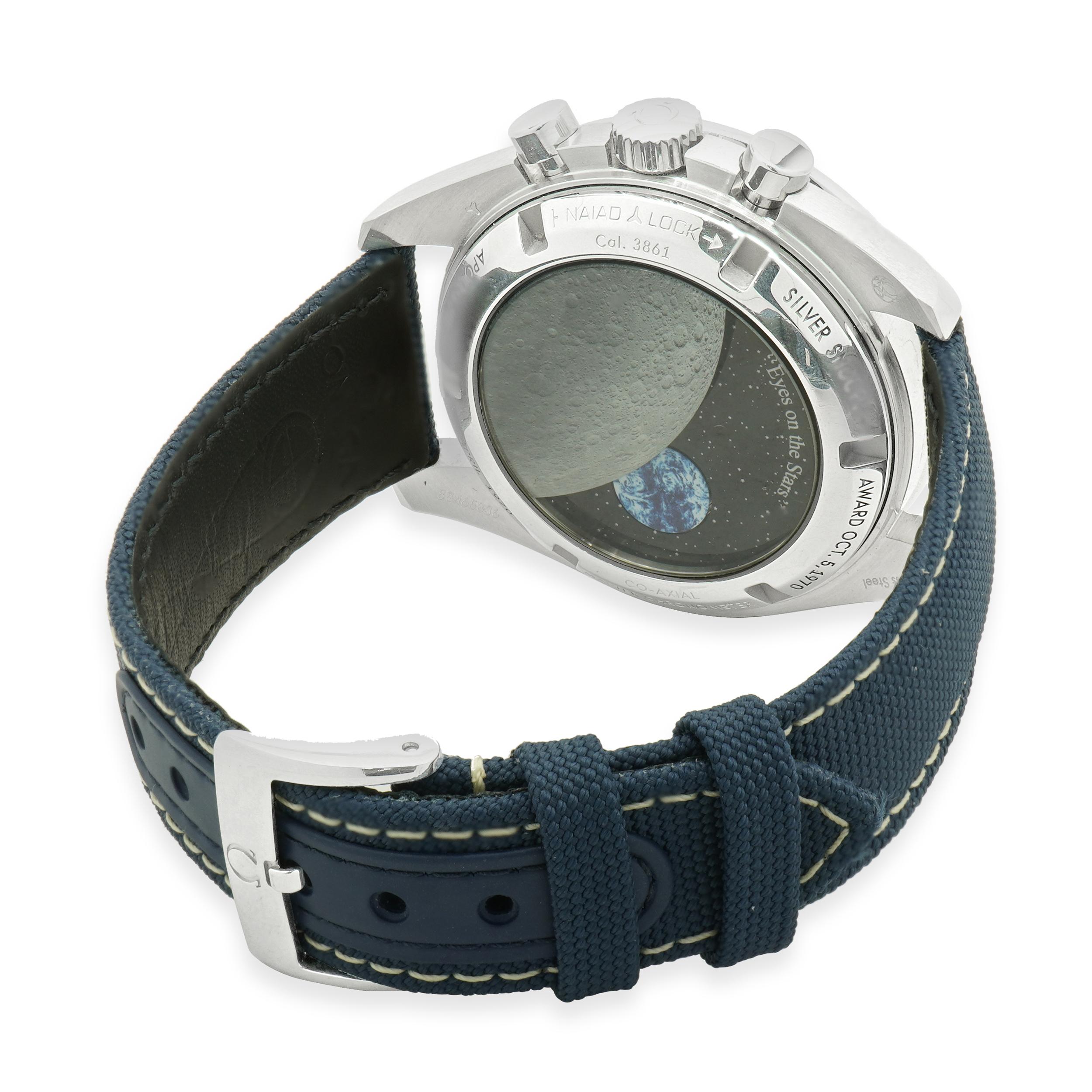 Omega Stainless Steel Speedmaster Silver Snoopy Award Blue In Excellent Condition In Scottsdale, AZ