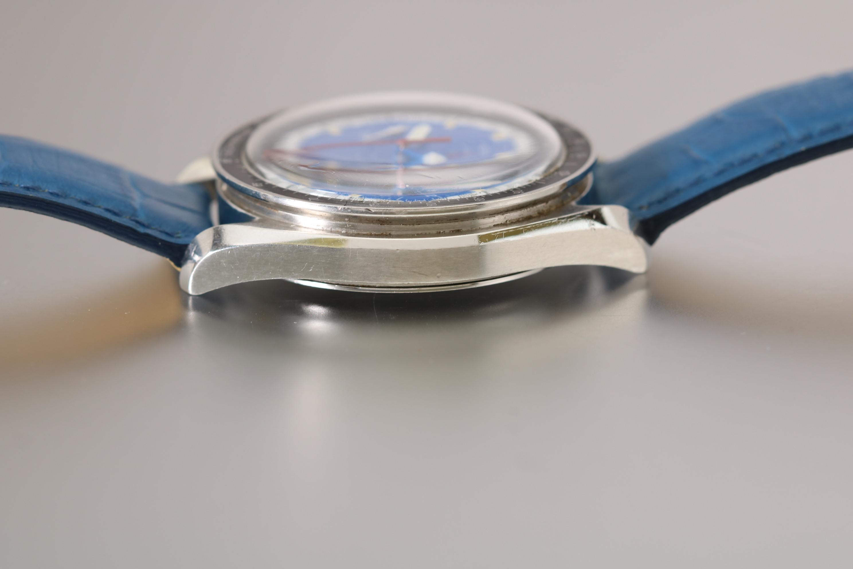 Omega Stainless Steel Speednmaster Schumacher Cart Racing Blue Ref ST 175 0032 1 In Good Condition In Miami Beach, FL