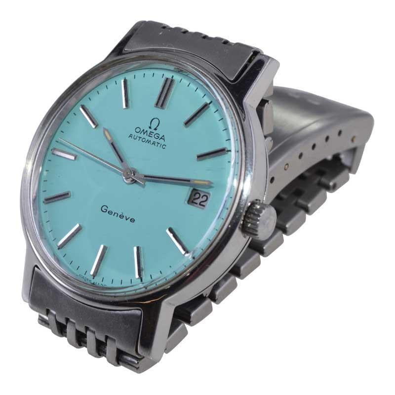 Omega Stainless Steel with Custom Tiffany Blue Dial from the 1970's 1