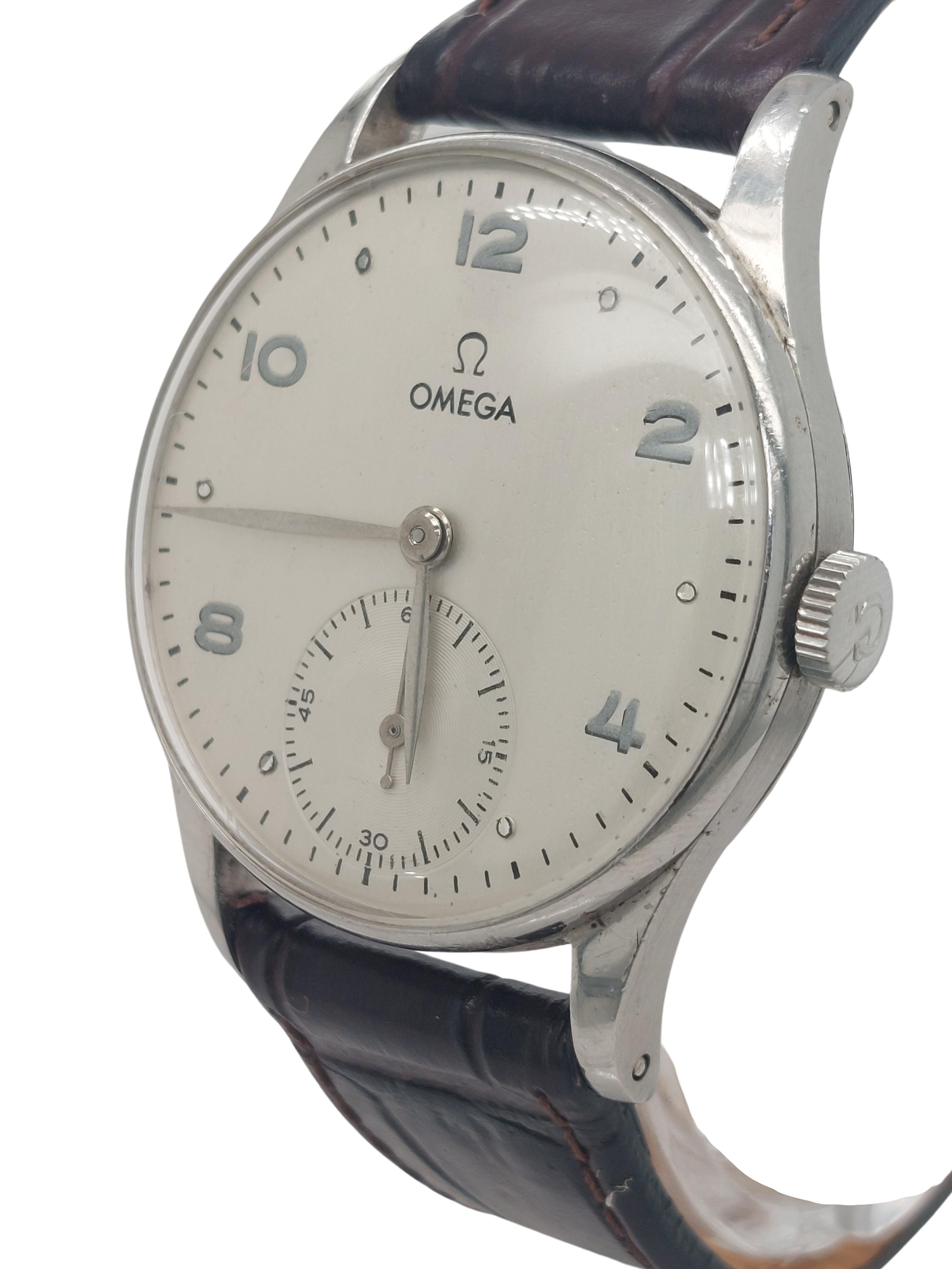 Omega Edelstahl-Armbanduhr, Handaufzug, Cal 30T2 im Angebot 1