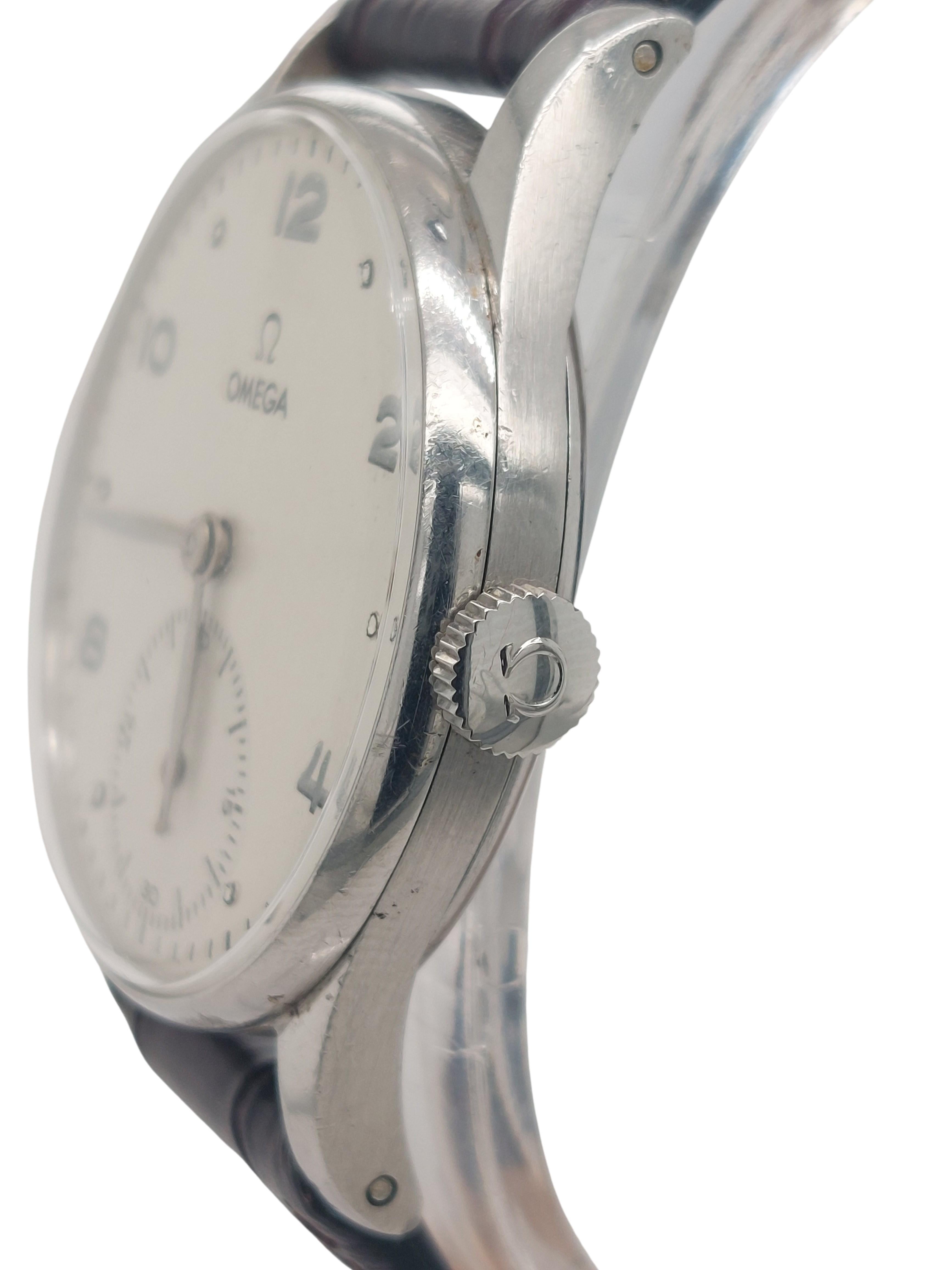 Omega Edelstahl-Armbanduhr, Handaufzug, Cal 30T2 im Angebot 2