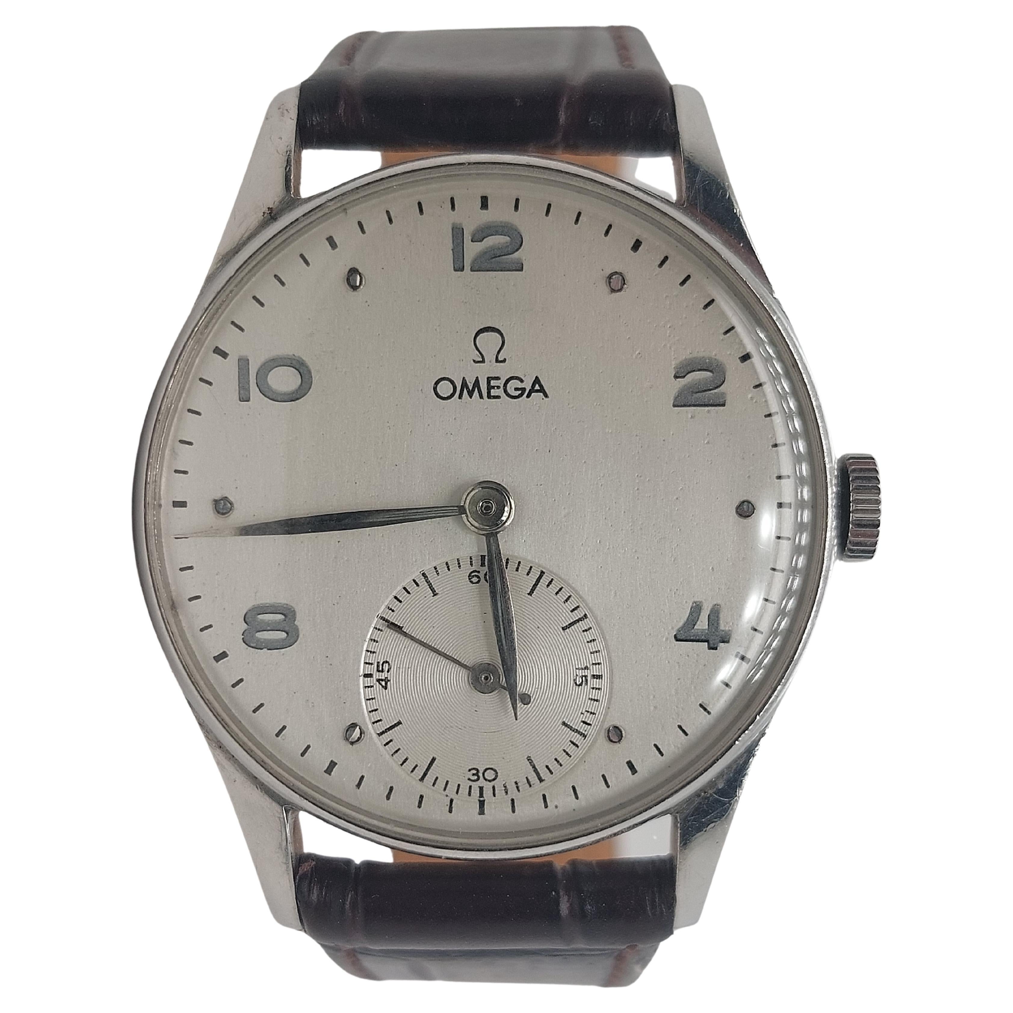 Omega Edelstahl-Armbanduhr, Handaufzug, Cal 30T2 im Angebot