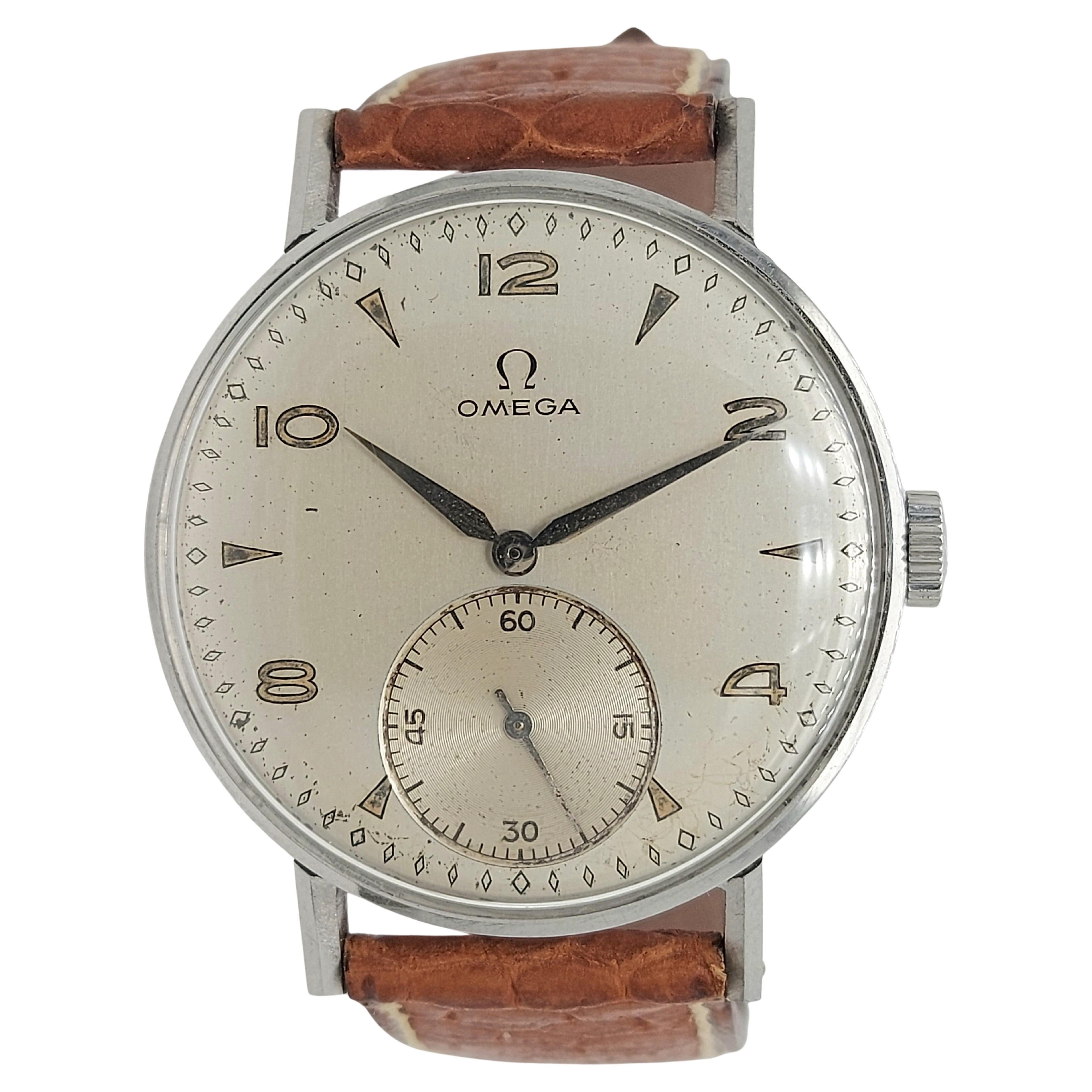 Omega Edelstahl-Armbanduhr, Handaufzug, Ref 2390/5, Cal 30T2