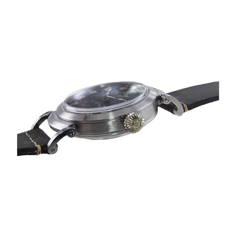 Omega Steel Custom Cased Oversized Wrist Watch Movement from 1900's 2