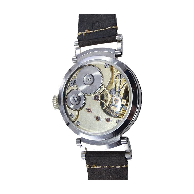 Omega Steel Custom Cased Oversized Wrist Watch Movement from 1900's 3