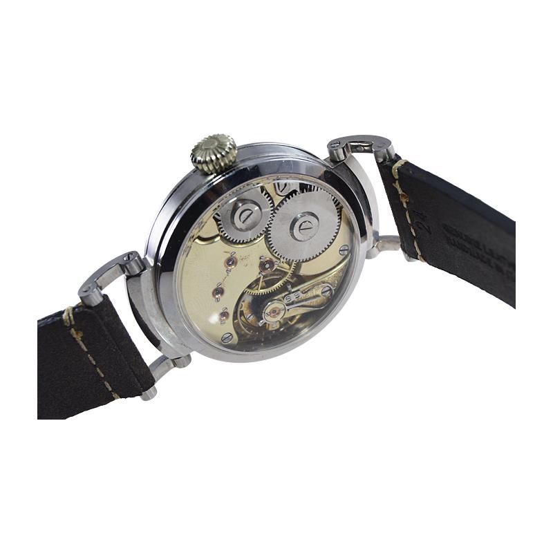 Omega Steel Custom Cased Oversized Wrist Watch Movement from 1900's 4