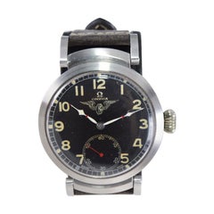 Omega Steel Custom Cased Oversized Wrist Watch Movement from 1900's
