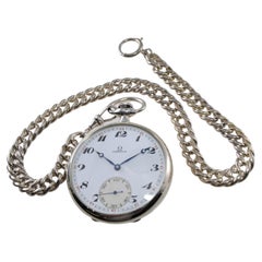 Omega Steel Open Faced Enamel Dial Pocket Watch from 1920's