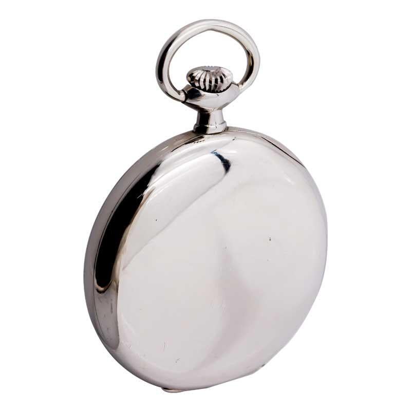 Montre de poche Omega en acier à cadran ouvert en émail des années 1920 en vente 3