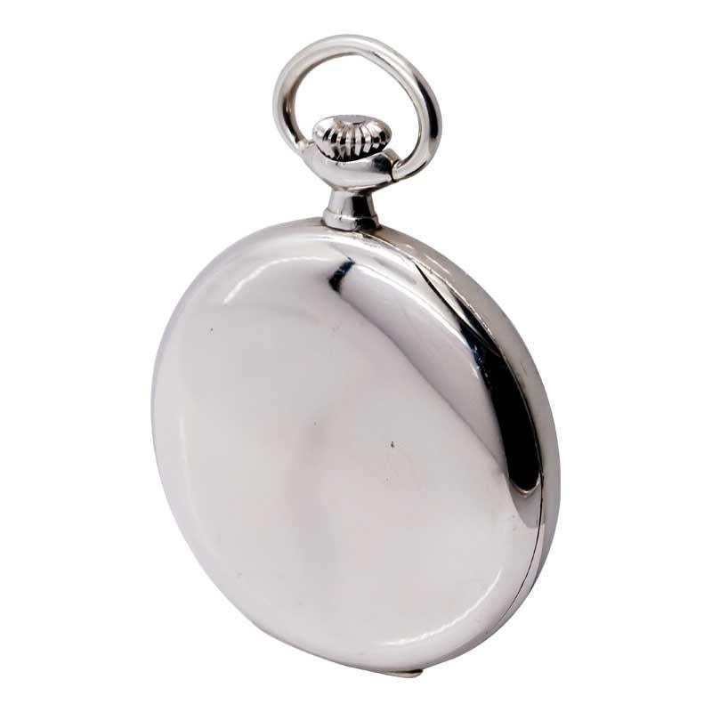 Montre de poche Omega en acier à cadran ouvert en émail des années 1920 en vente 4