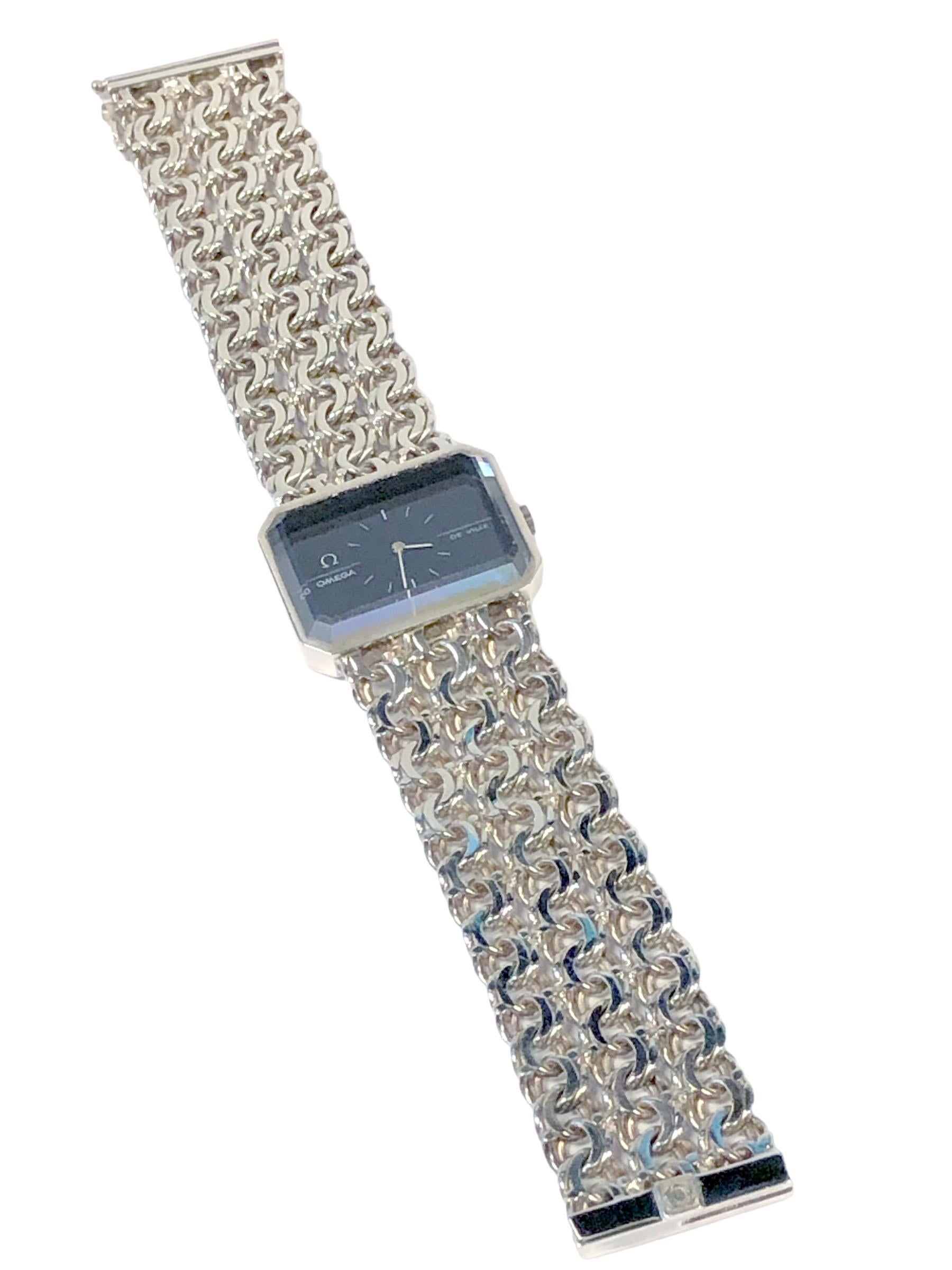 Omega Sterling Silver Large Mechanical Wrist Watch 1