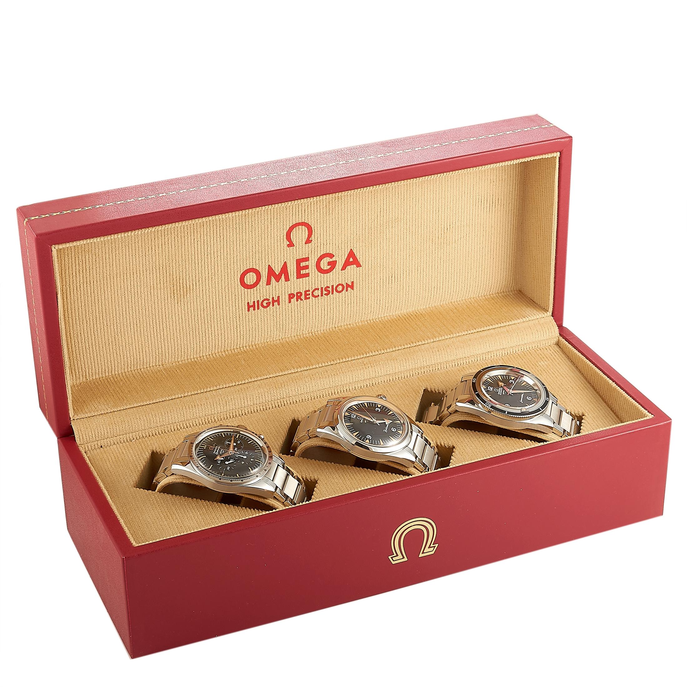 Omega The 1957 Trilogy Set Limited Edition 557 Three Watches 234.10.39.20.01.002 In Excellent Condition In Southampton, PA