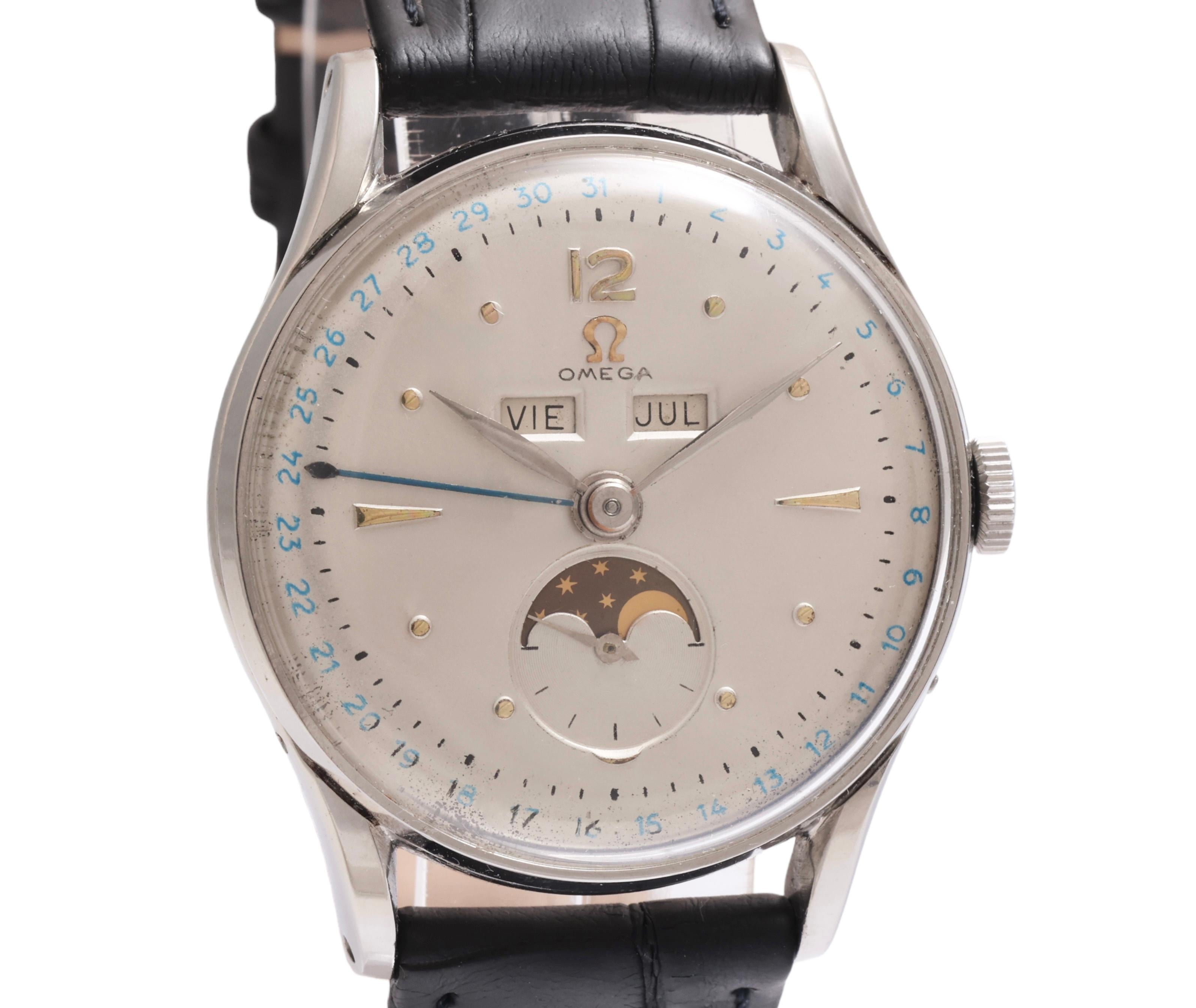 Omega Cosmic Dreifachdatum Mond, Ref 2471, Tagesdatum Mondphase, Sammlerstücke im Angebot 6