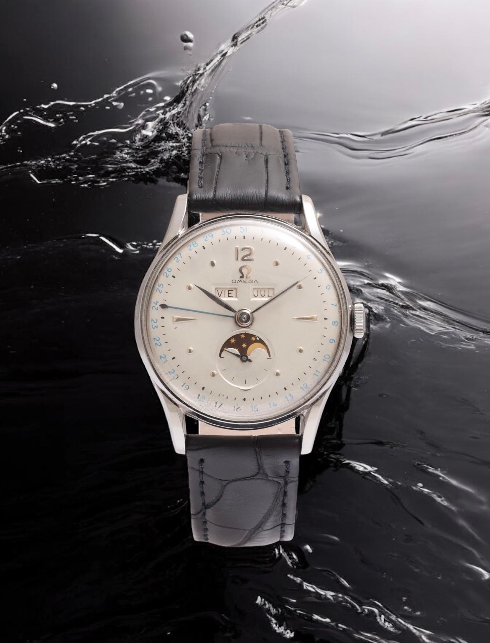 Omega Cosmic Dreifachdatum Mond, Ref 2471, Tagesdatum Mondphase, Sammlerstücke im Angebot 7