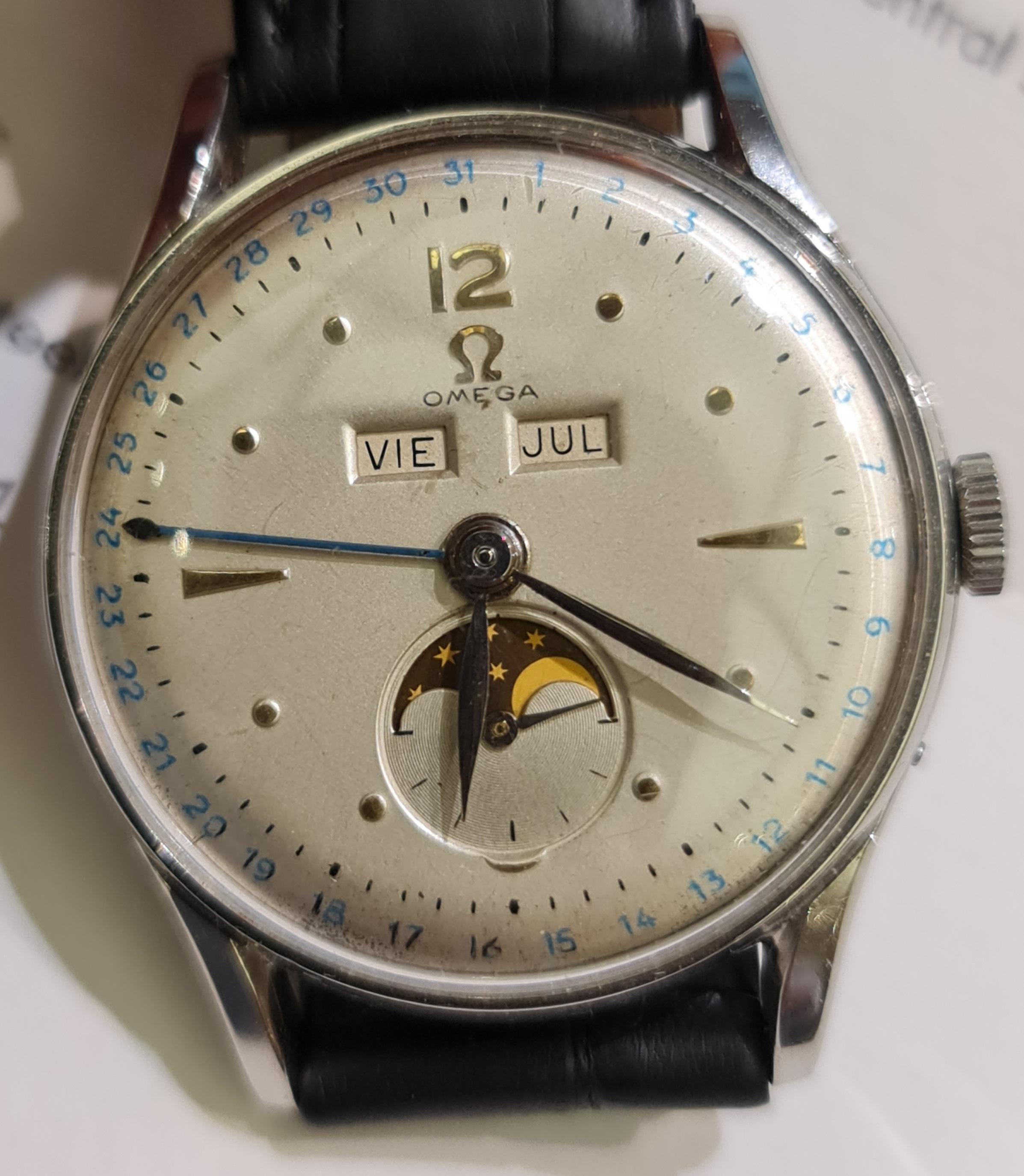 Omega Cosmic Dreifachdatum Mond, Ref 2471, Tagesdatum Mondphase, Sammlerstücke im Angebot 8
