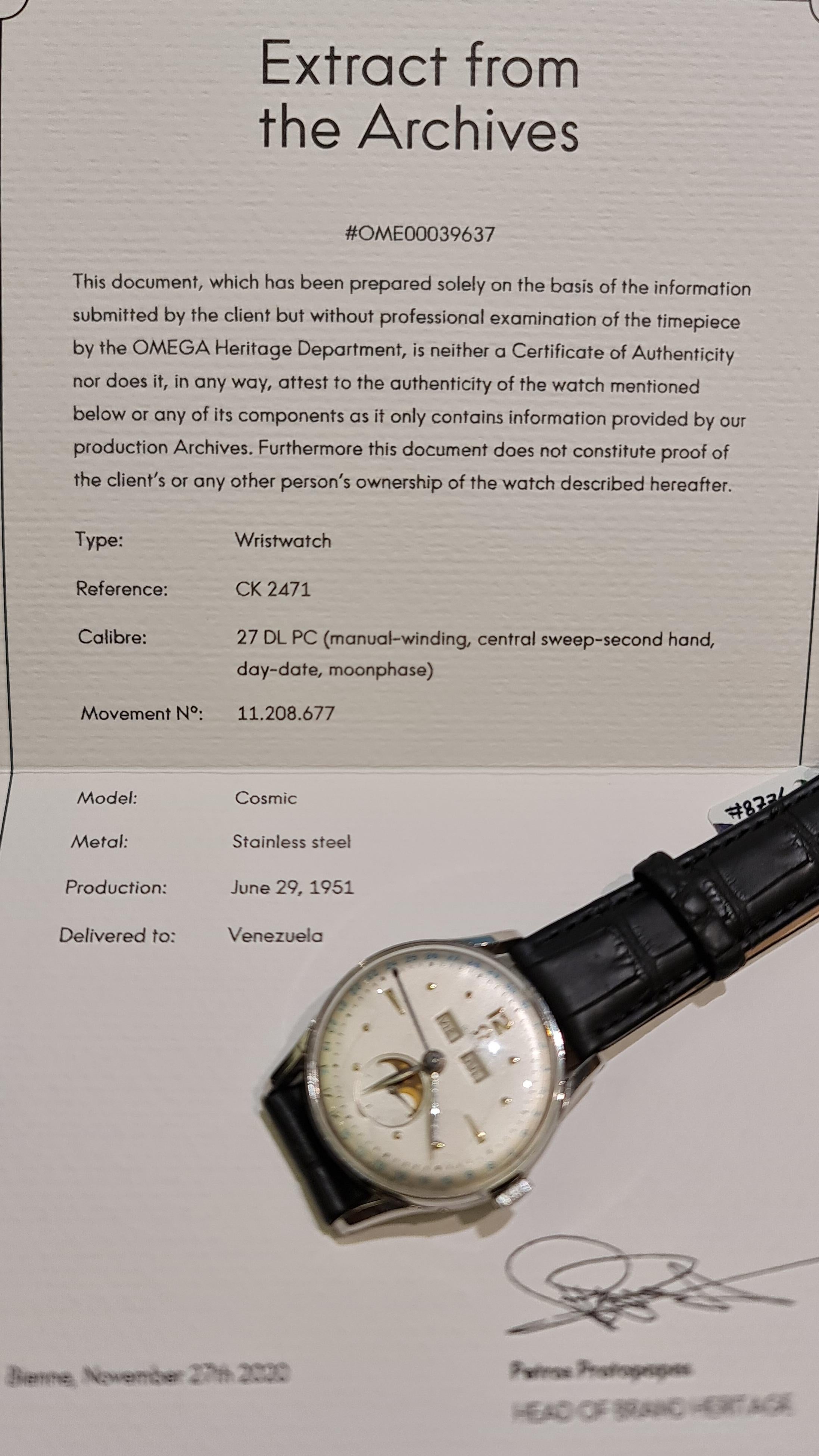 Omega Cosmic Dreifachdatum Mond, Ref 2471, Tagesdatum Mondphase, Sammlerstücke im Angebot 9