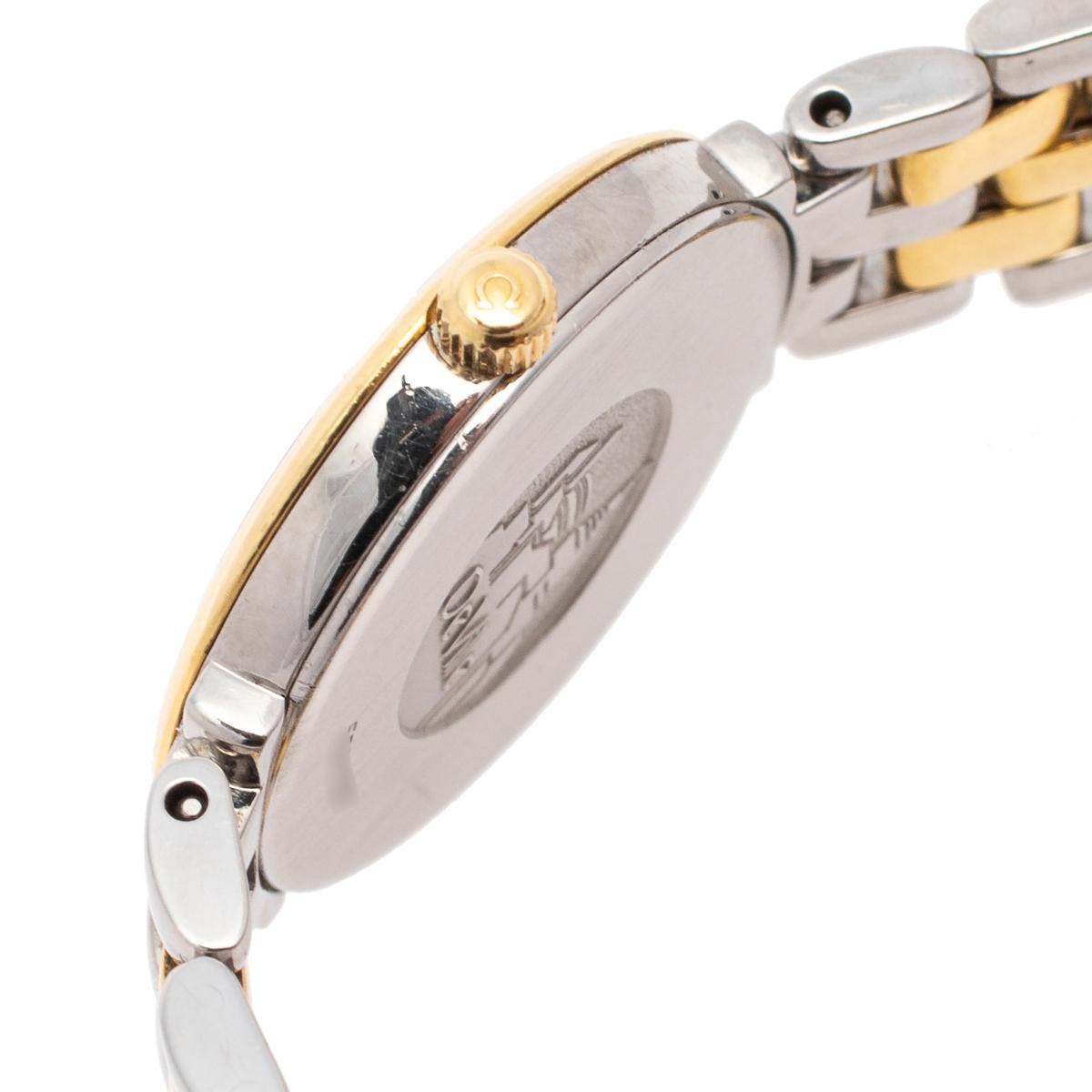 Omega Two-Tone Stainless Steel De Ville Prestige Women's Wristwatch 23 mm In Fair Condition In Dubai, Al Qouz 2