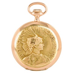 Omega Sehr seltene Gold-Taschenuhr Schutzenfest Bern mit offenem Zifferblatt, um 1910