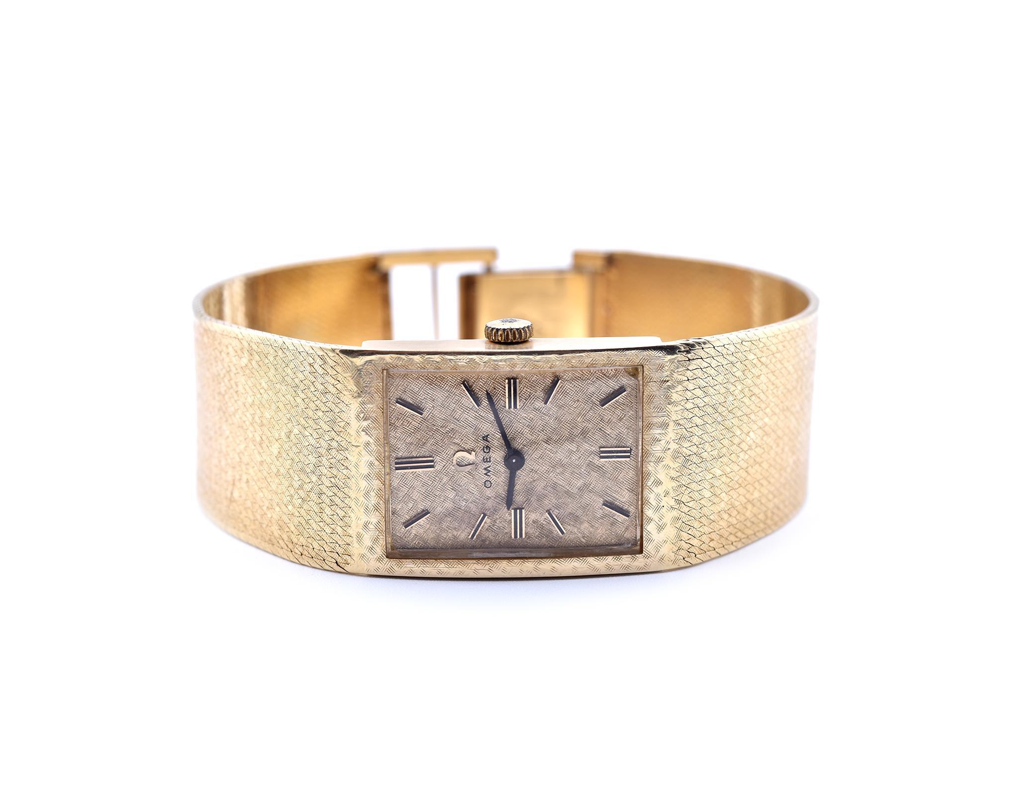 rectangular omega 14k gold watch vintage