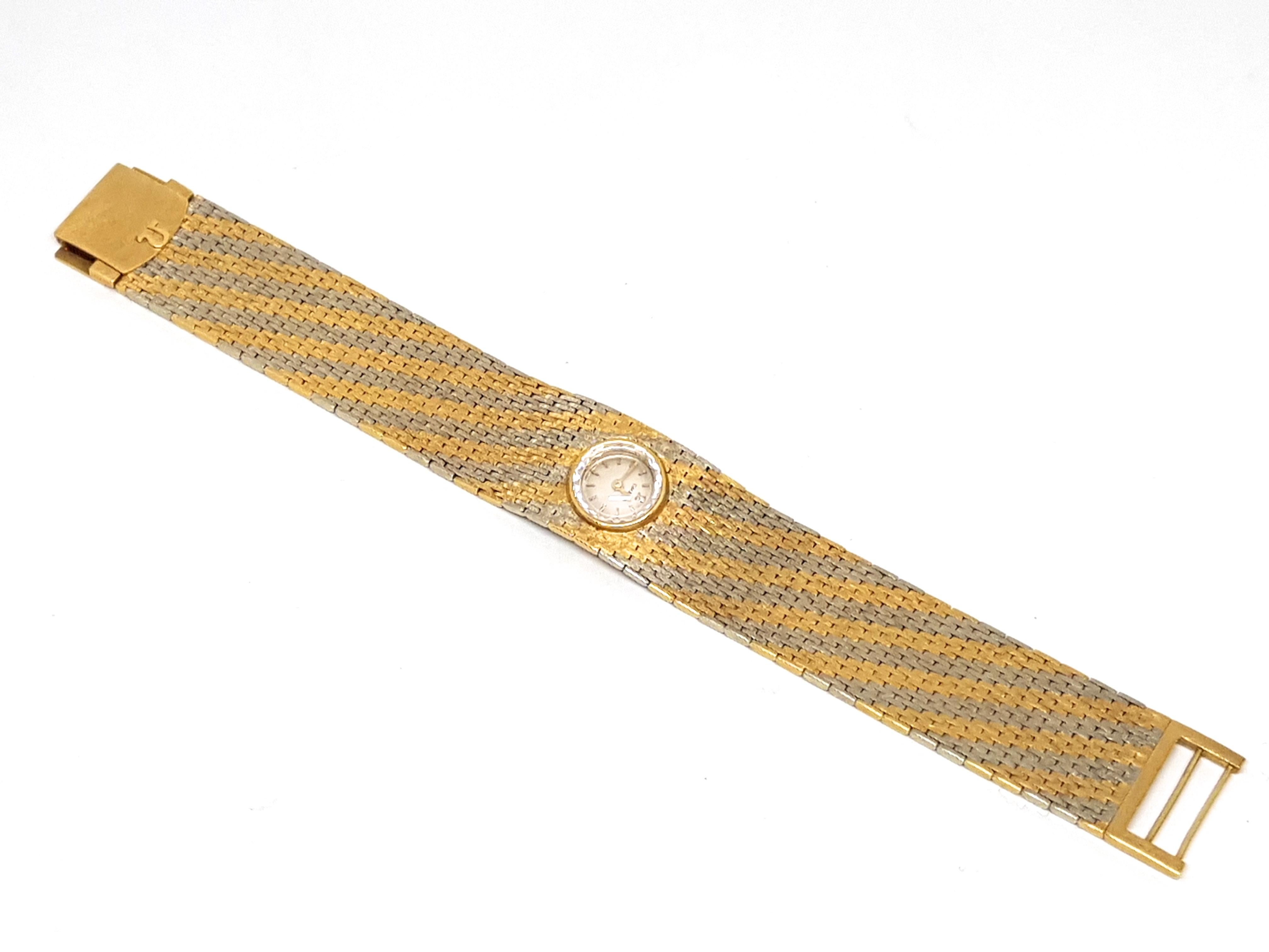 Omega Vintage 18 Karat Yellow White Gold Classic Wide Bracelet Manual Watch 2