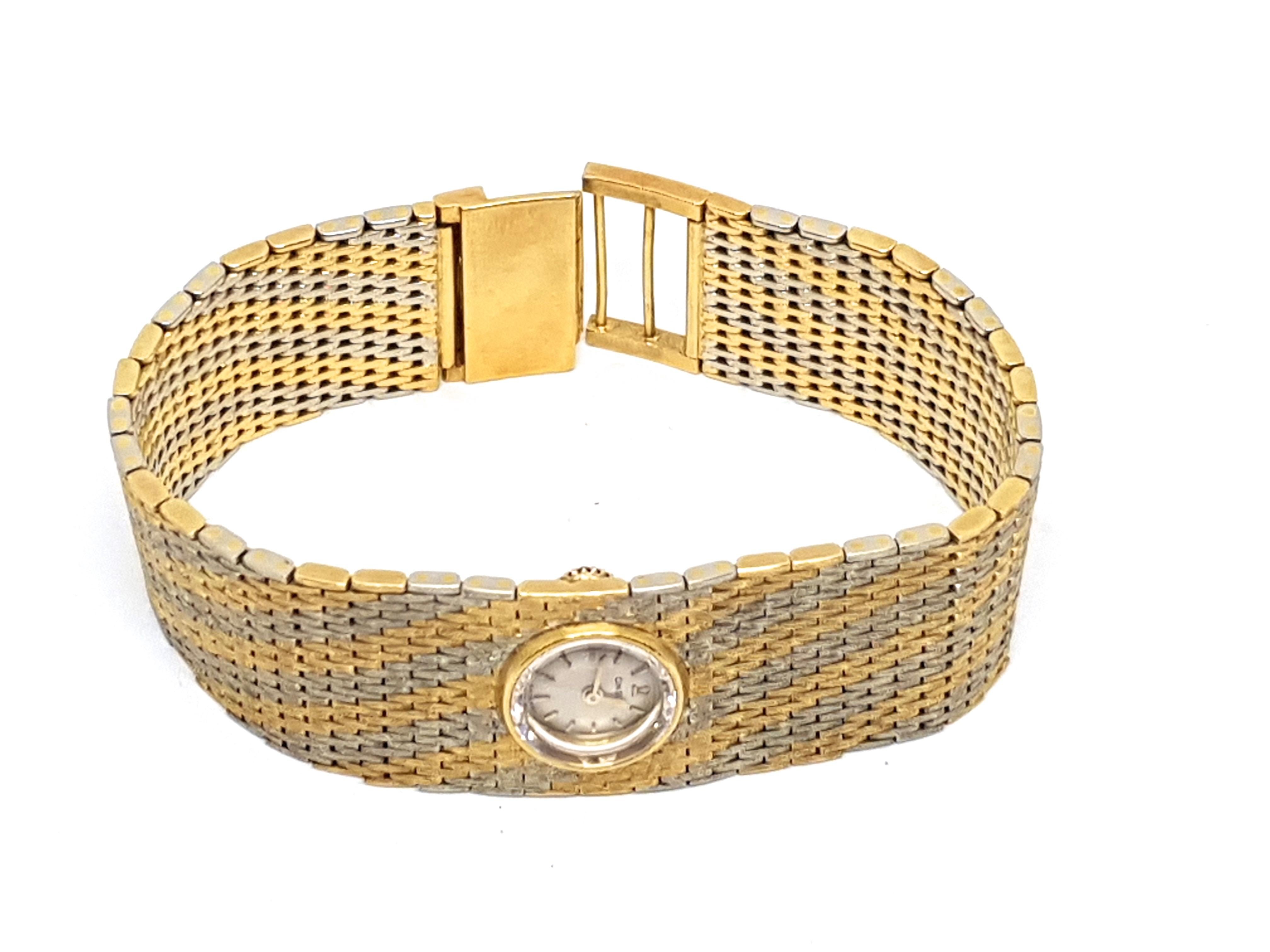 Omega Vintage 18 Karat Yellow White Gold Classic Wide Bracelet Manual Watch 3