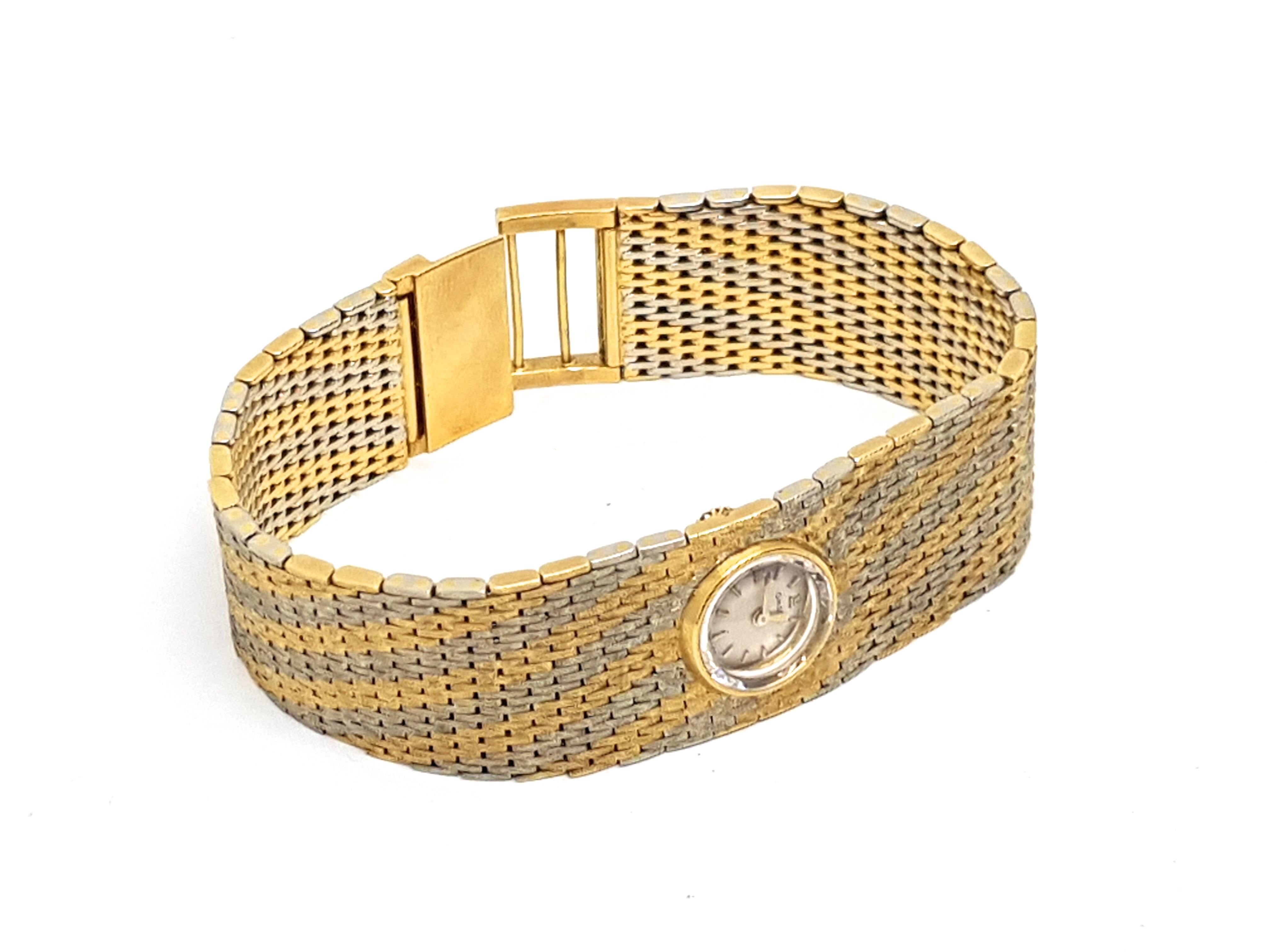Omega Vintage 18 Karat Yellow White Gold Classic Wide Bracelet Manual Watch 4