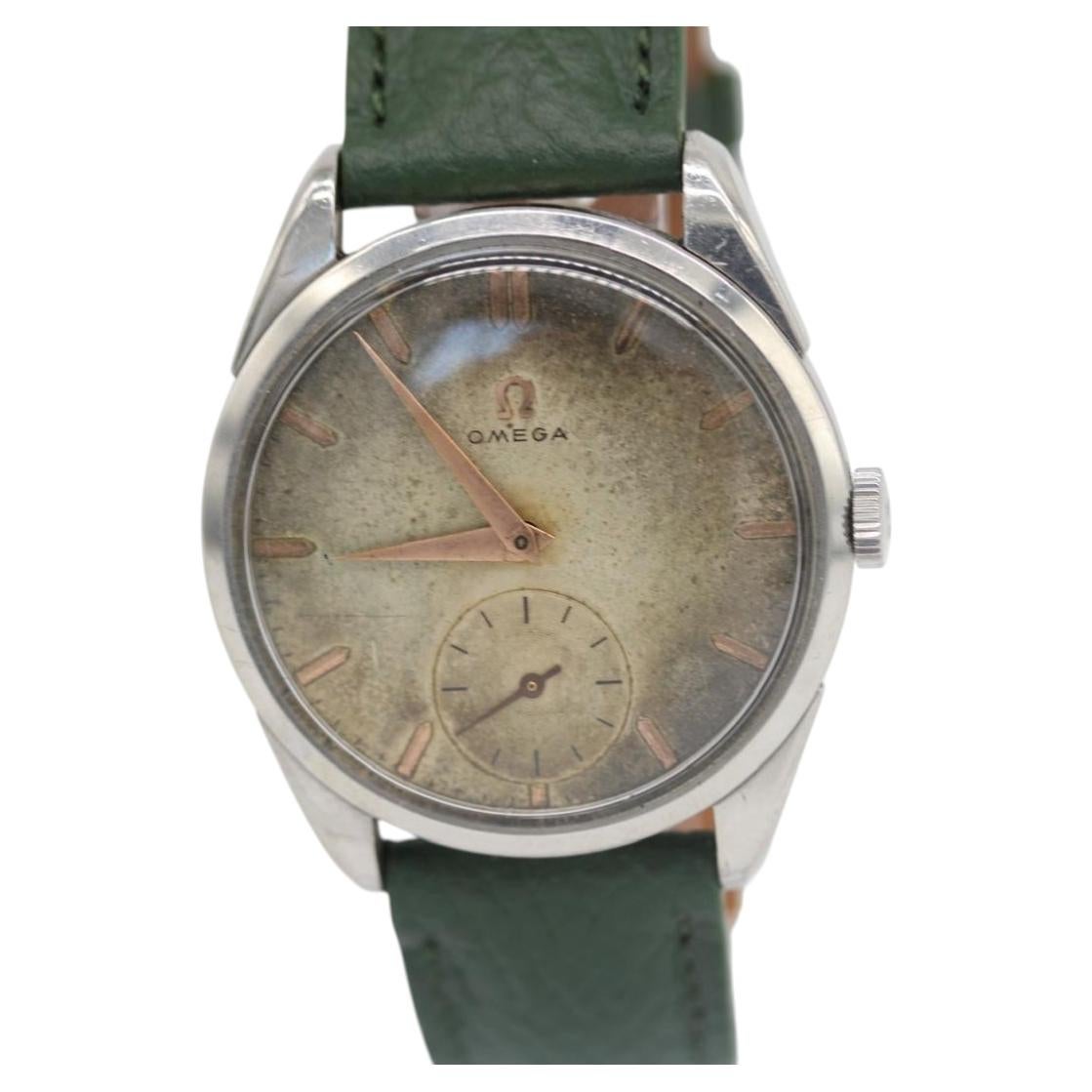 Omega Vintage 2900‑4  Stainless Steel  Manual Wind  1958 “Burnt” Patina Dial For Sale