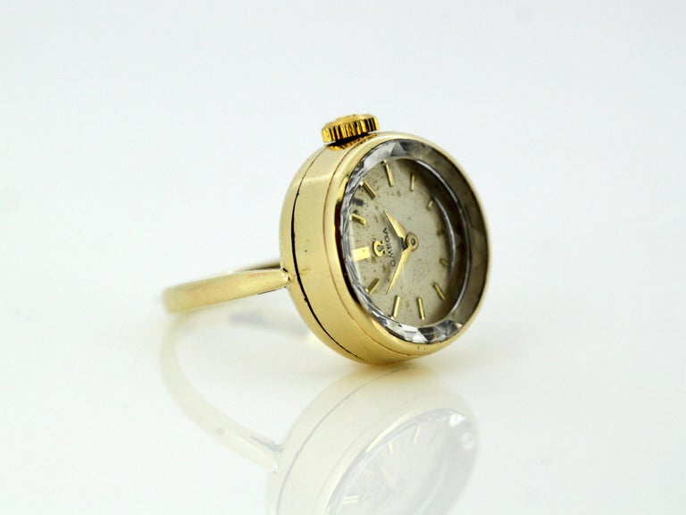 Omega, Vintage 9 Karat Gold Manual Winding Ring Watch, Birmingham, 1961